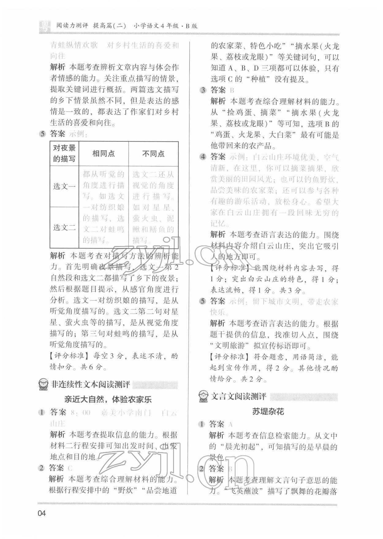 2022年木頭馬閱讀力測評小學(xué)語文四年級廣東專版 參考答案第4頁