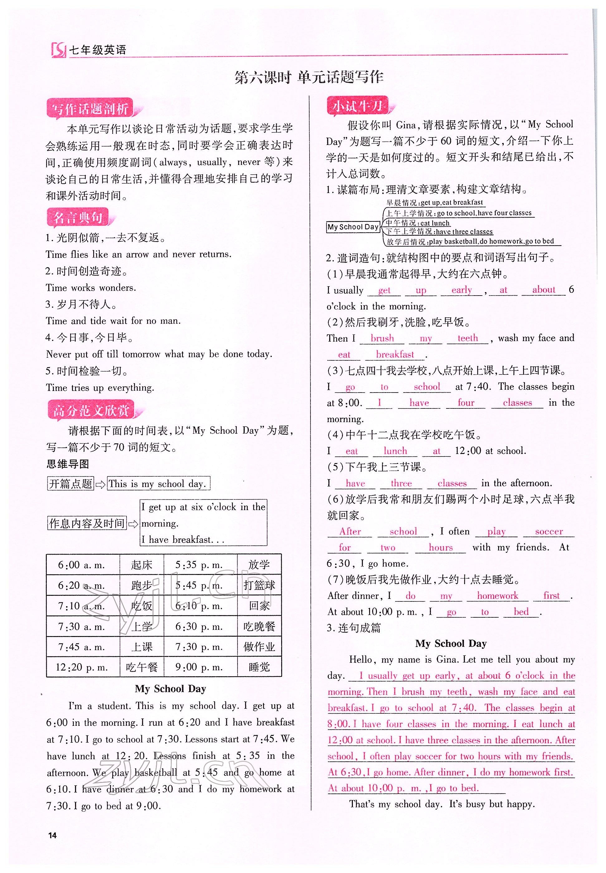 2022年我的作業(yè)七年級英語下冊人教版甘肅專版 參考答案第36頁