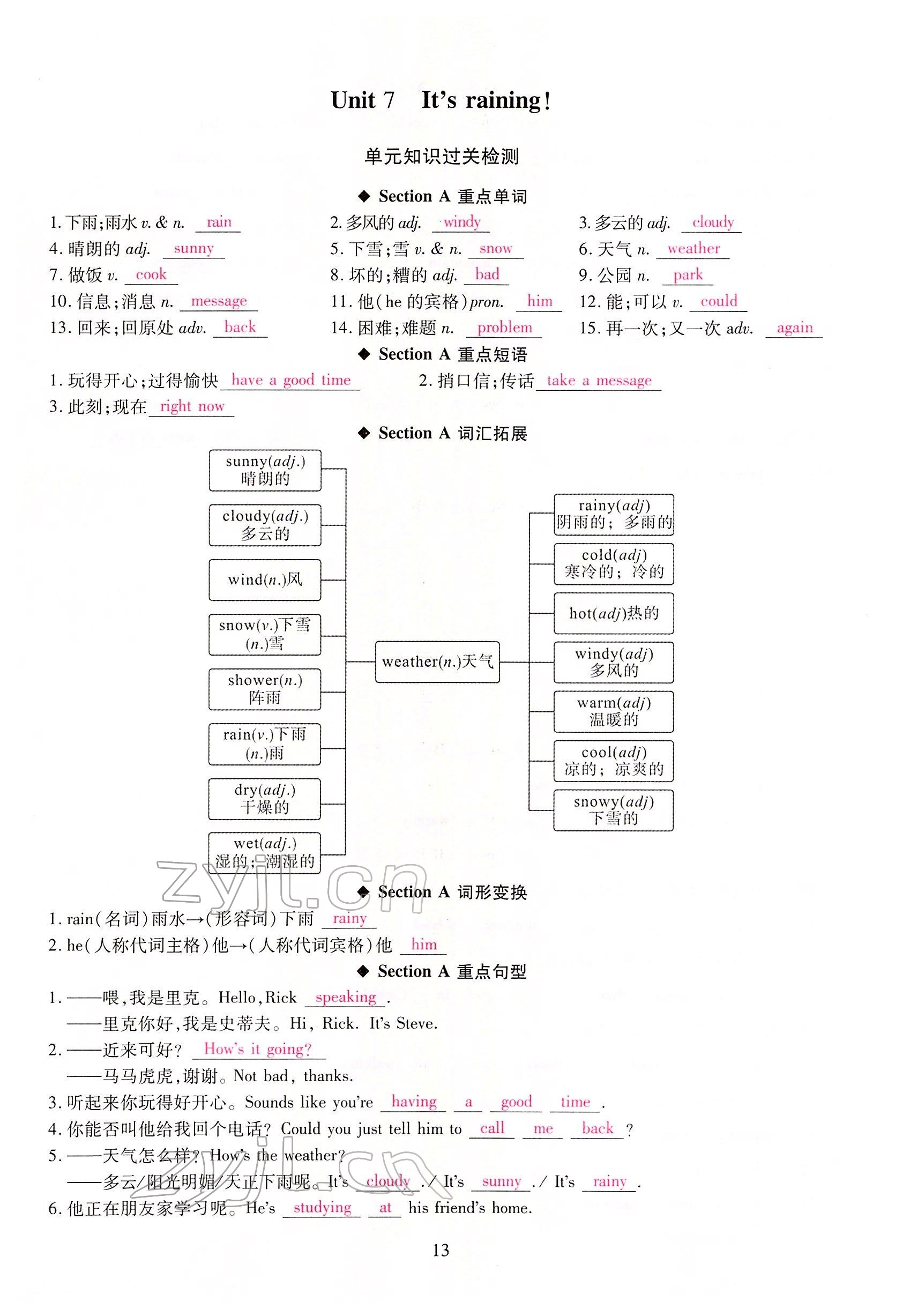 2022年我的作業(yè)七年級英語下冊人教版甘肅專版 參考答案第47頁