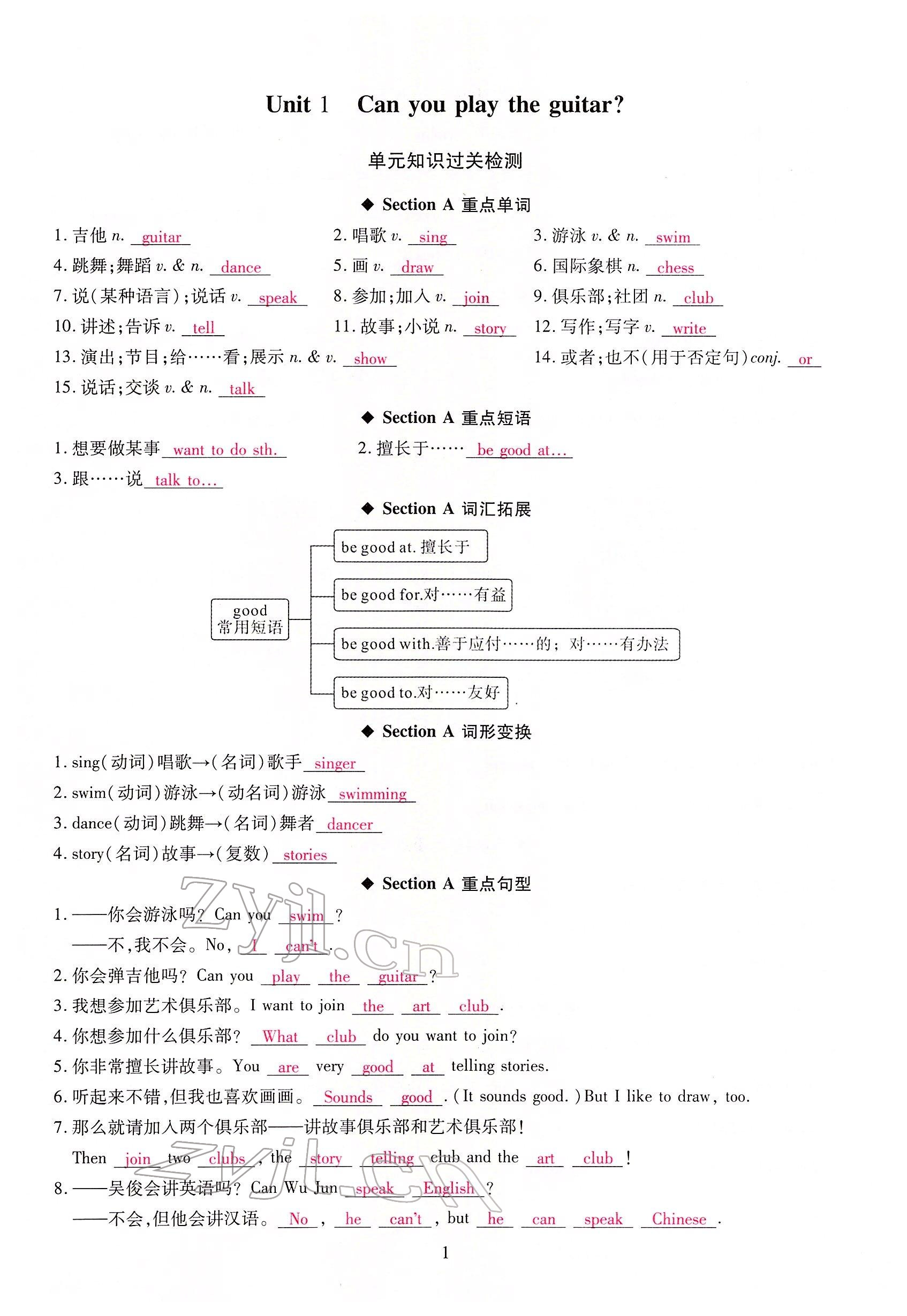 2022年我的作業(yè)七年級英語下冊人教版甘肅專版 參考答案第11頁