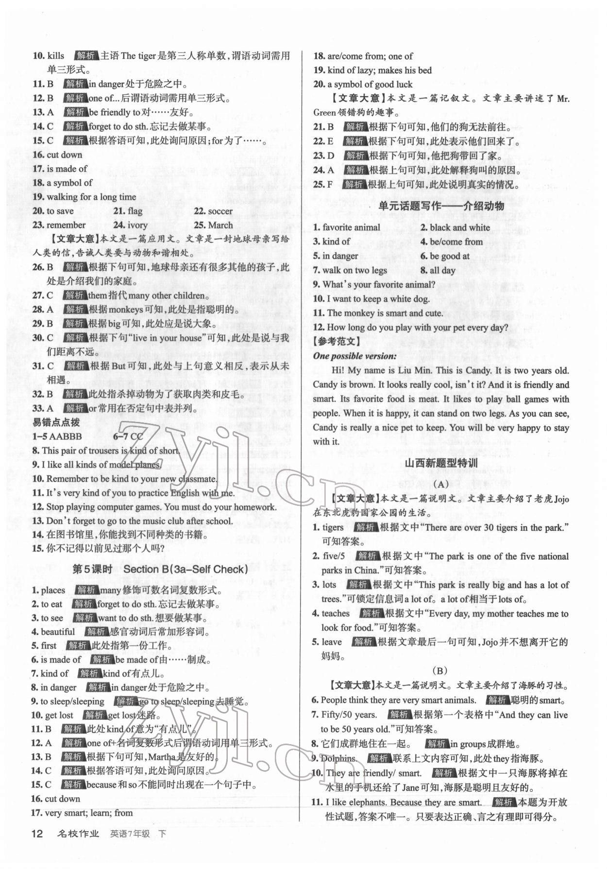 2022年名校作業(yè)七年級(jí)英語(yǔ)下冊(cè)人教版山西專版 第12頁(yè)