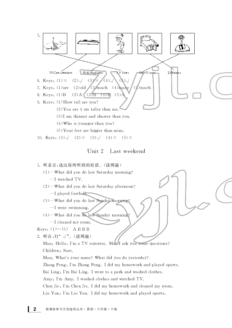 2022年新課標(biāo)學(xué)習(xí)方法指導(dǎo)叢書六年級英語下冊人教版 參考答案第2頁