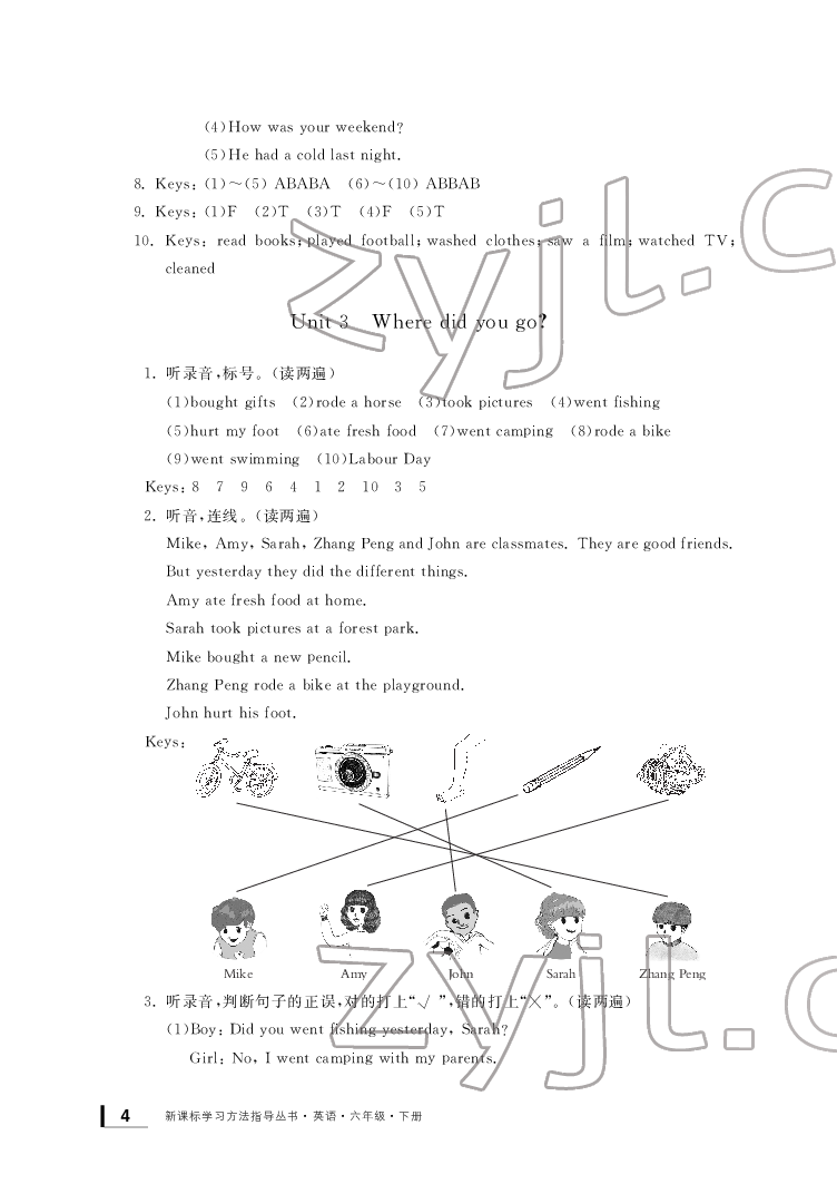 2022年新課標(biāo)學(xué)習(xí)方法指導(dǎo)叢書六年級(jí)英語下冊人教版 參考答案第4頁