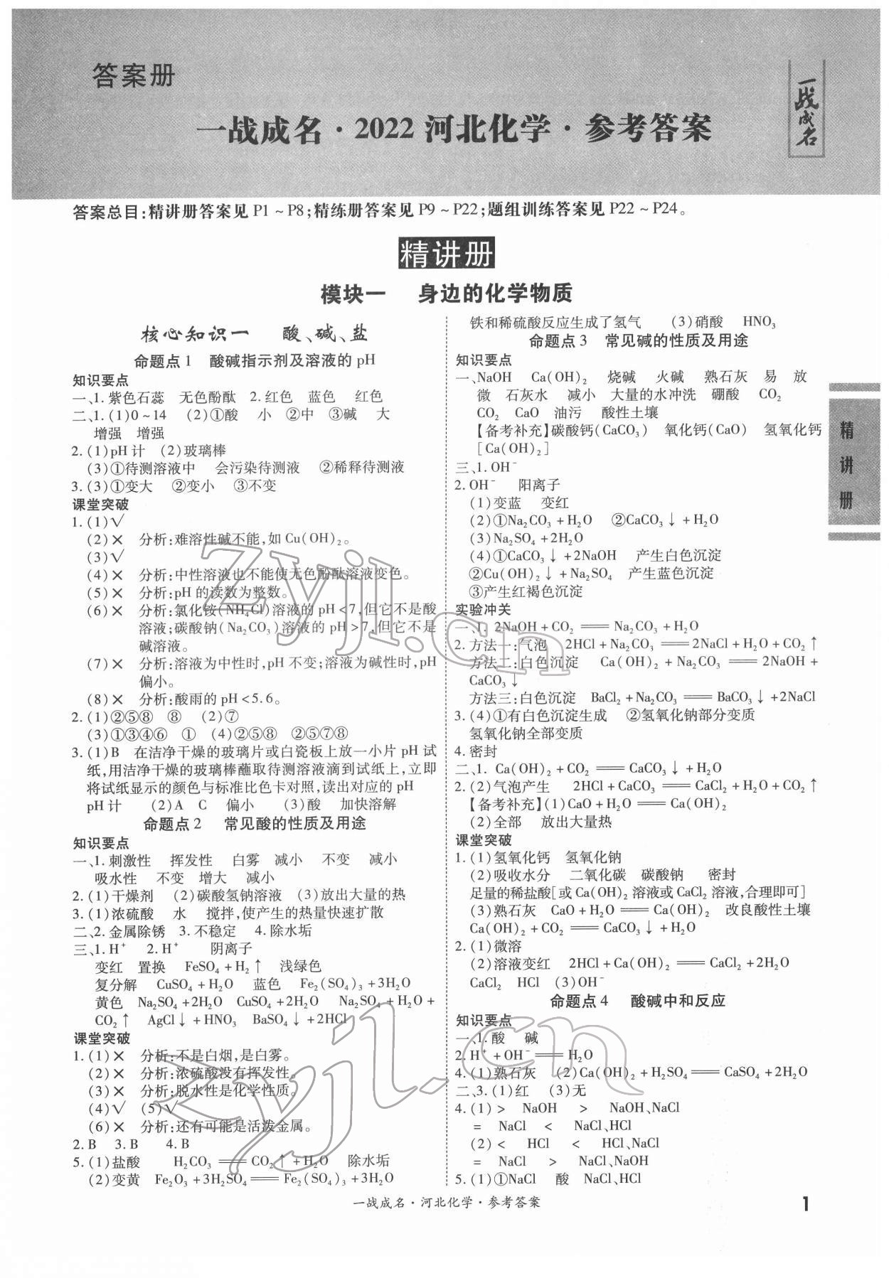 2022年一战成名考前新方案化学河北专版 第1页