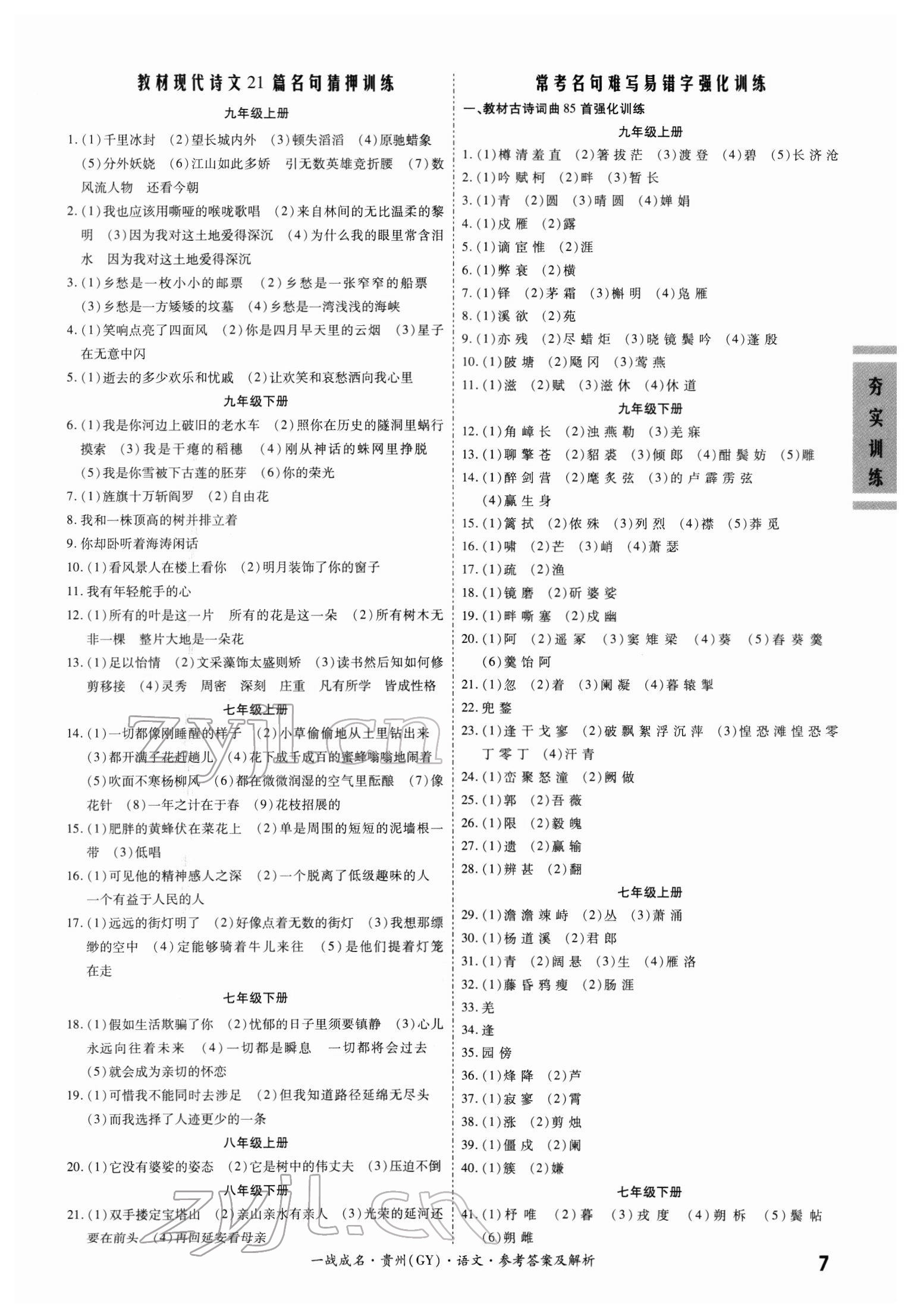 2022年一戰成名考前新方案語文貴陽專版 第7頁