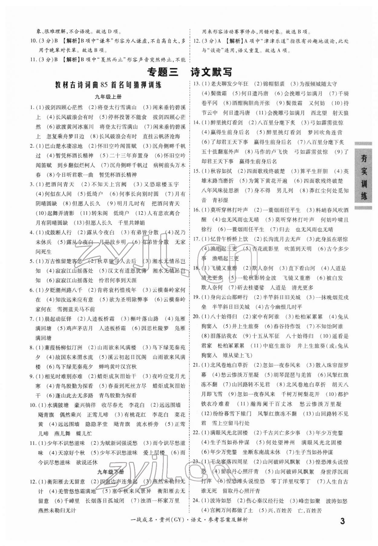 2022年一戰成名考前新方案語文貴陽專版 第3頁
