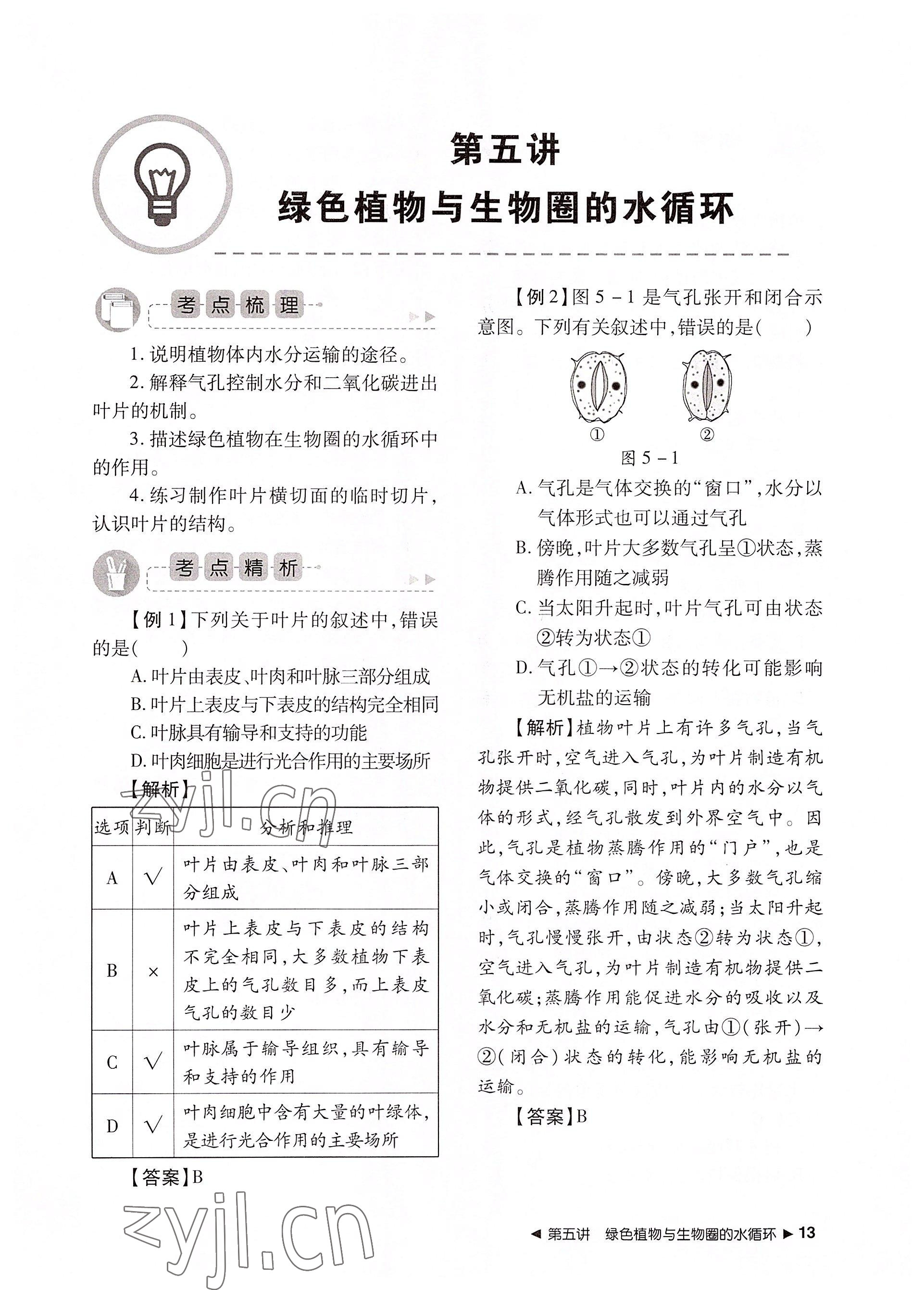 2022年导学精练中考总复习生物荆州专版 参考答案第13页