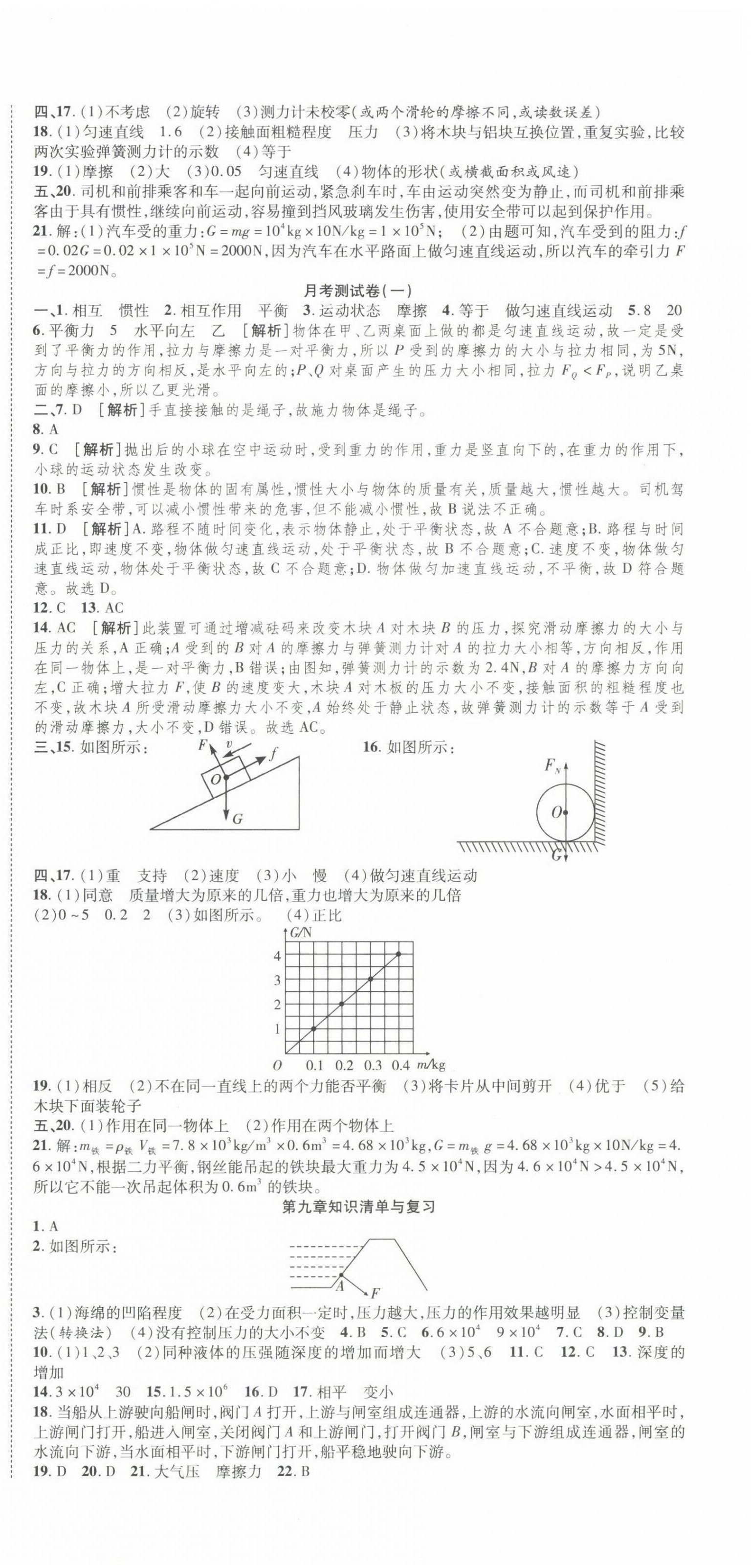 2022年初中同步试卷高分装备八年级物理下册人教版 参考答案第3页