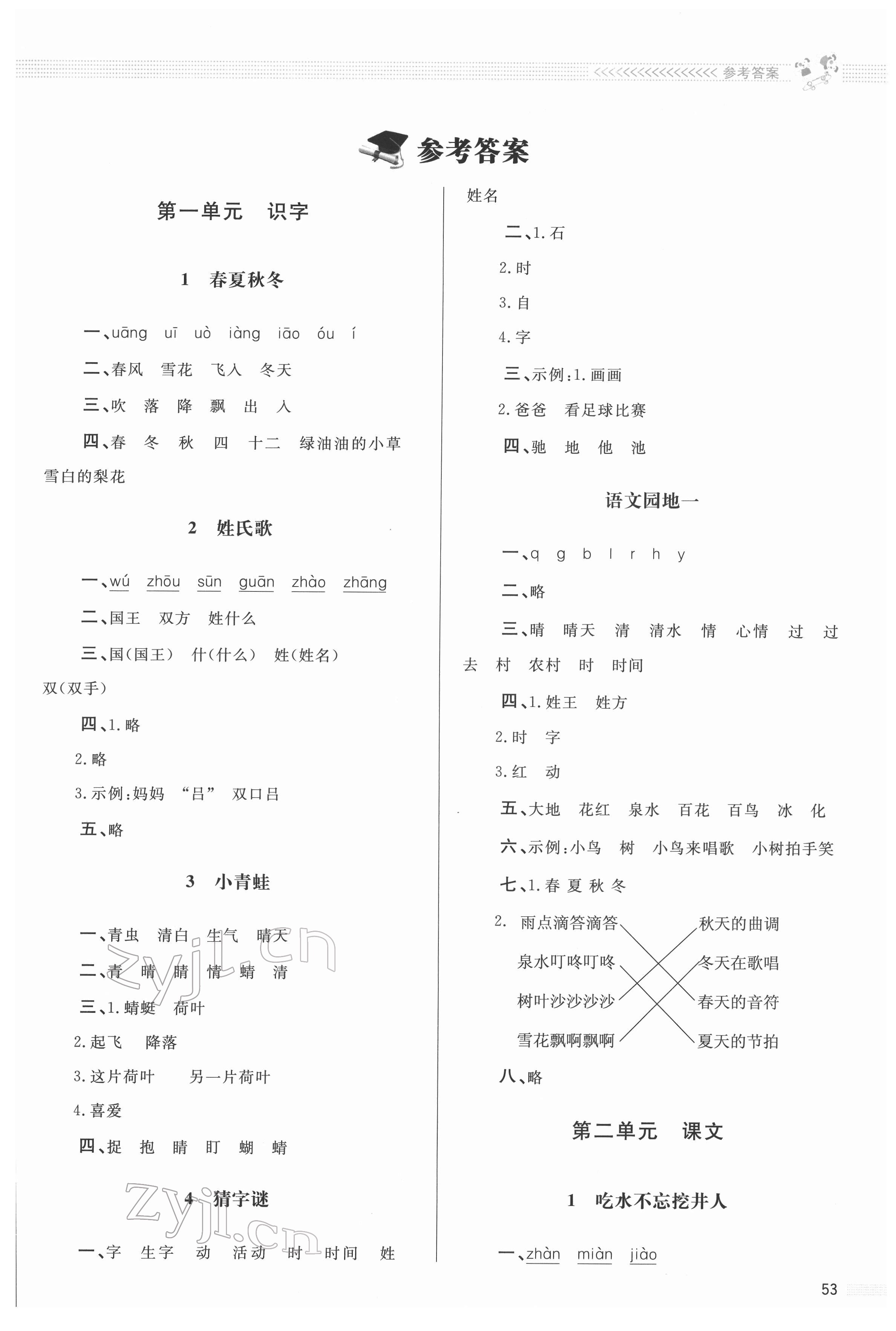 2022年同步測(cè)控優(yōu)化設(shè)計(jì)課內(nèi)課外直通車(chē)一年級(jí)語(yǔ)文下冊(cè)人教版福建專(zhuān)版 第1頁(yè)