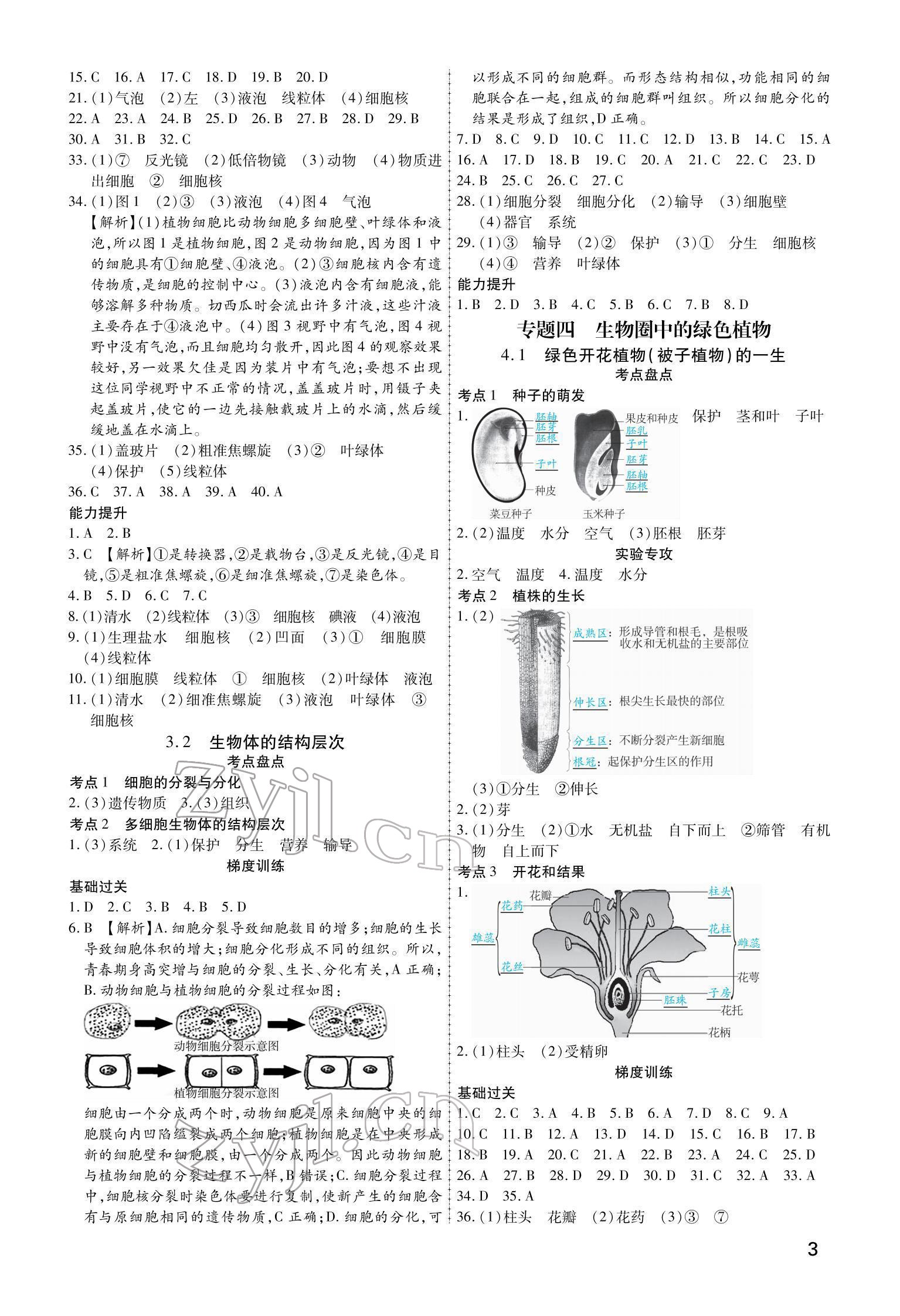 2022年721新中考新方向生物 參考答案第3頁(yè)