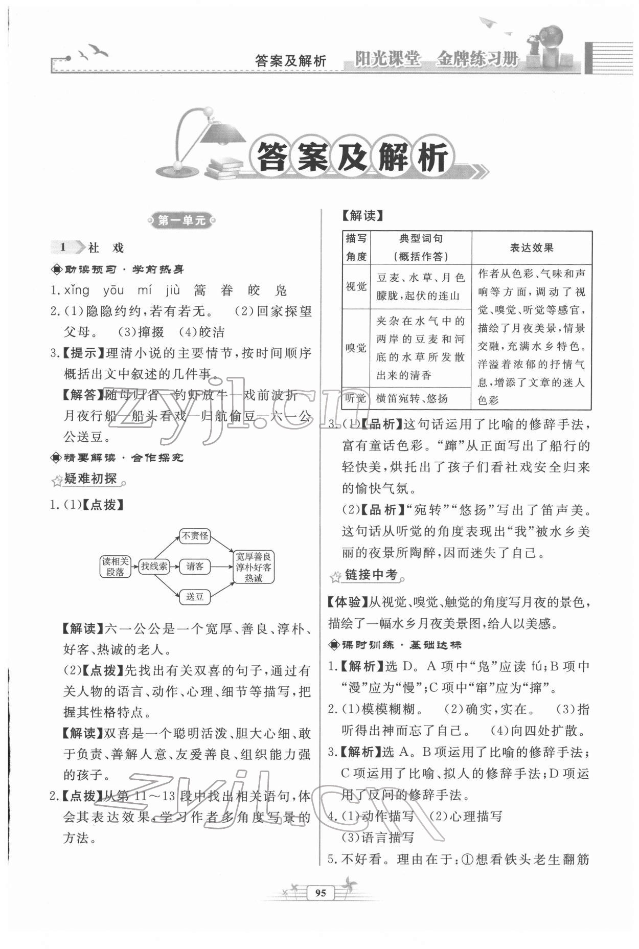 2022年陽(yáng)光課堂金牌練習(xí)冊(cè)八年級(jí)語(yǔ)文下冊(cè)人教版福建專版 第1頁(yè)