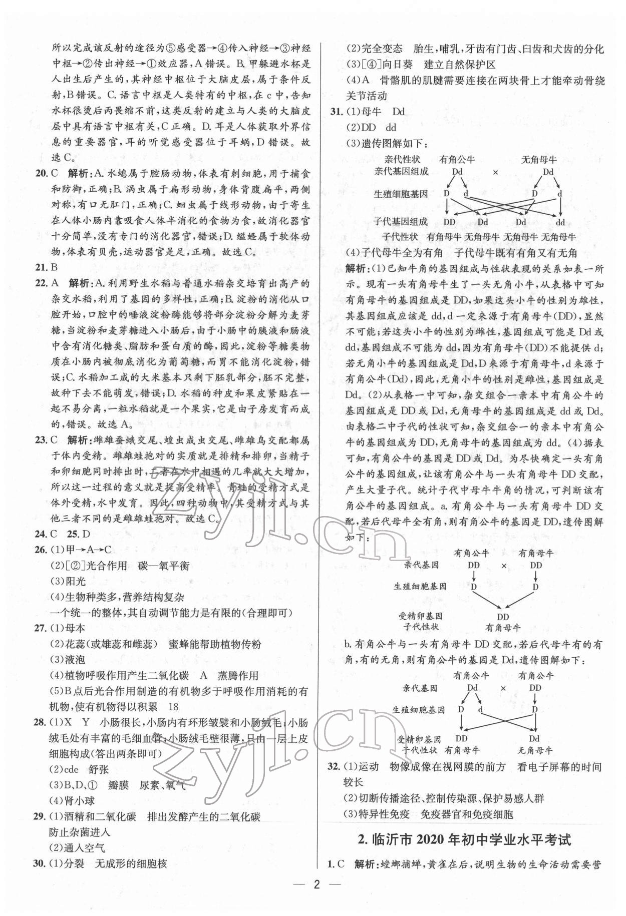 2022年3年真題2年模擬1年預(yù)測(cè)生物臨沂專版 第2頁(yè)