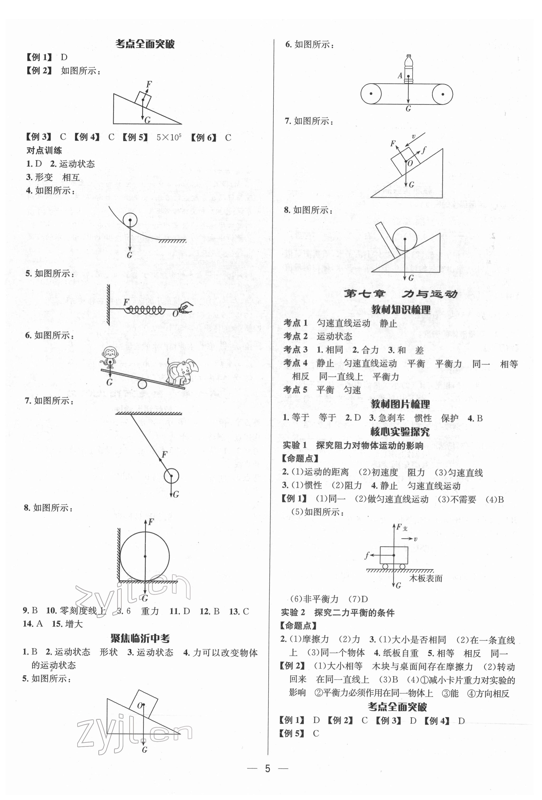 2022年中考对策物理临沂专版 参考答案第5页