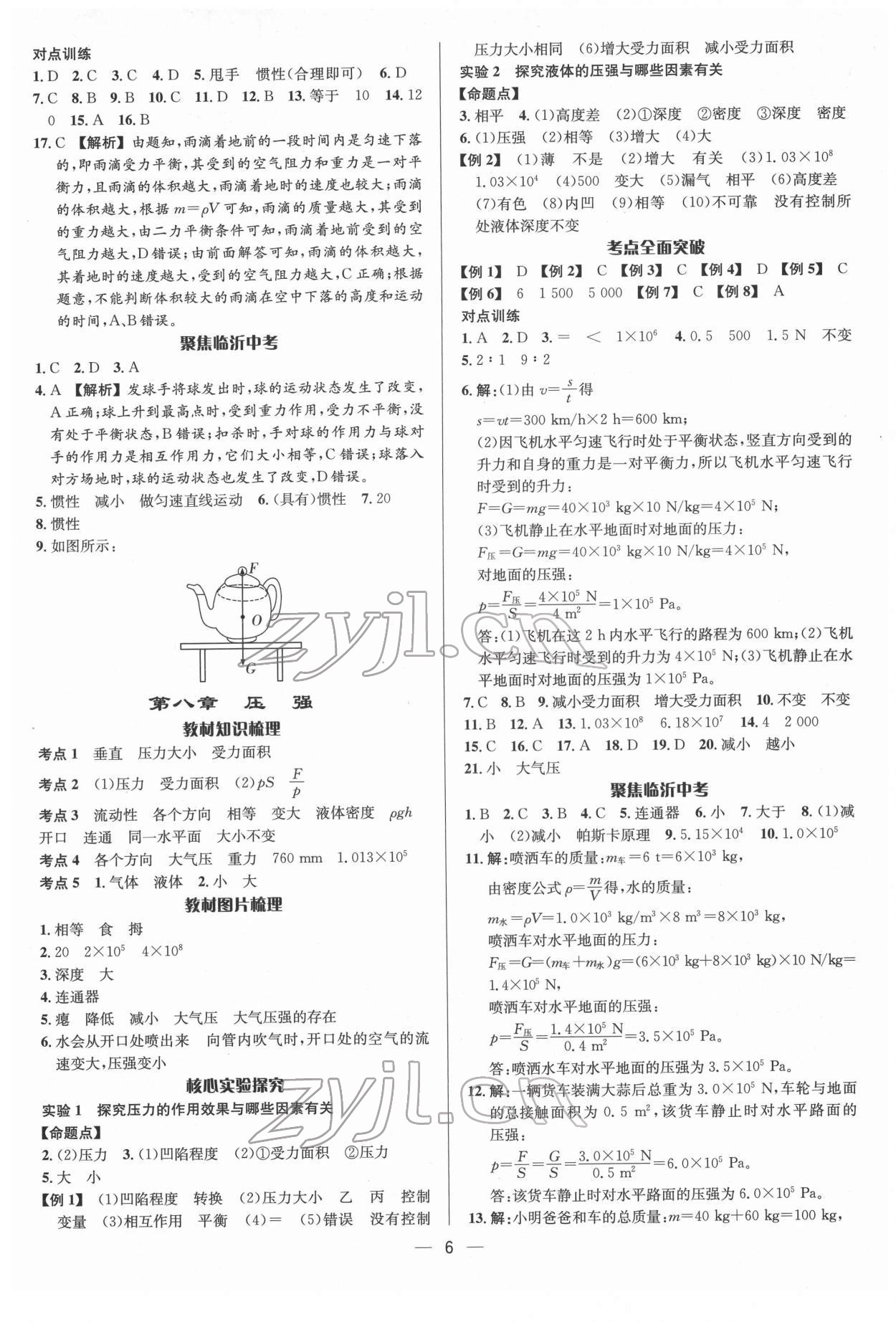 2022年中考对策物理临沂专版 参考答案第6页