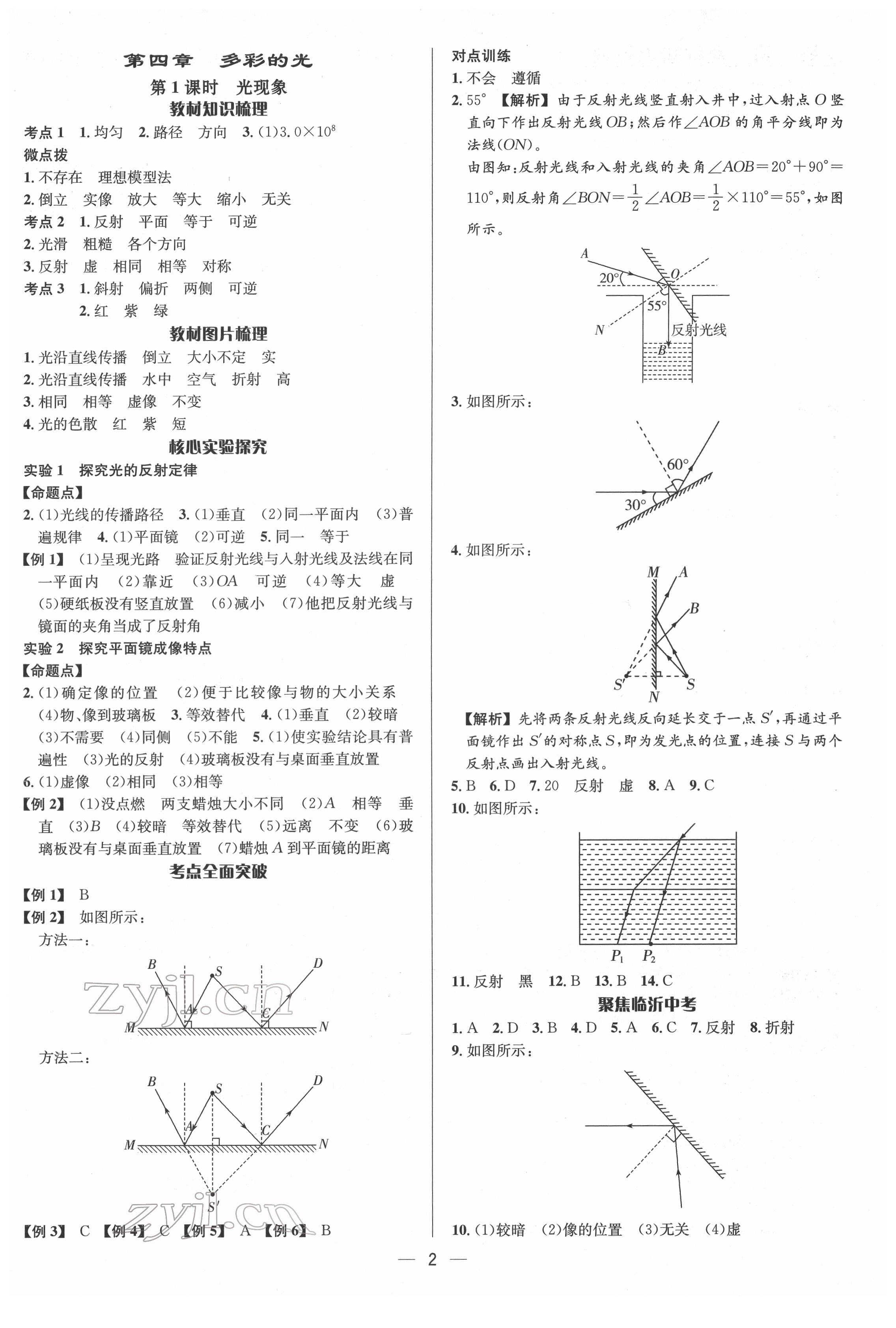 2022年中考對策物理臨沂專版 參考答案第2頁