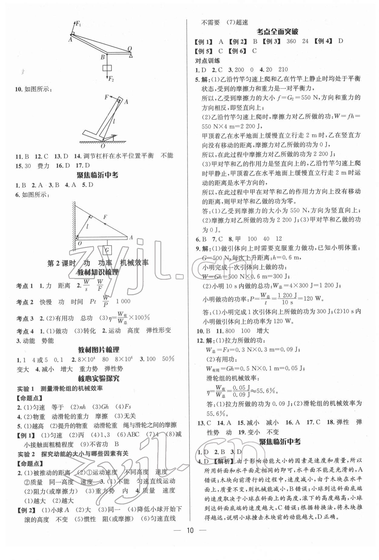 2022年中考对策物理临沂专版 参考答案第10页