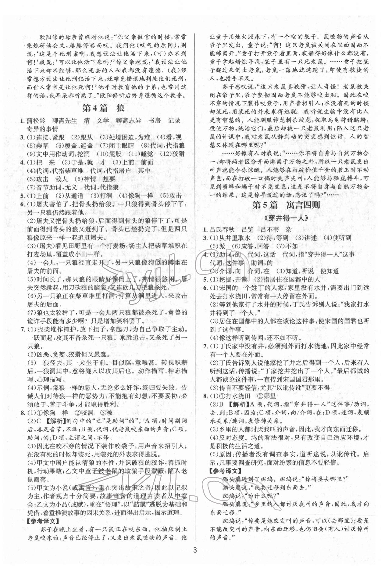 2022年中考对策语文临沂专版 参考答案第3页