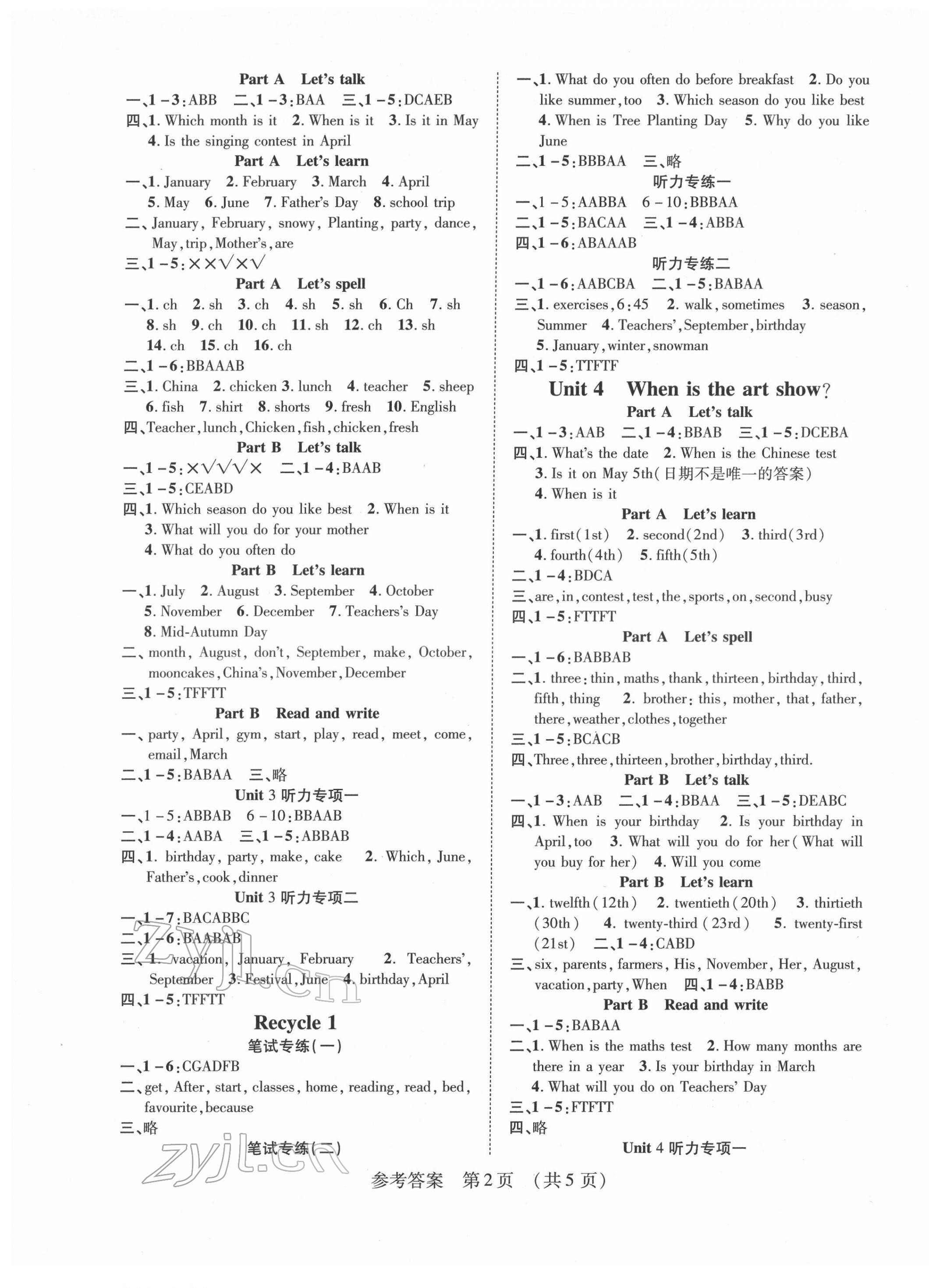 2022年同步慧練五年級(jí)英語(yǔ)下冊(cè)人教版 第2頁(yè)