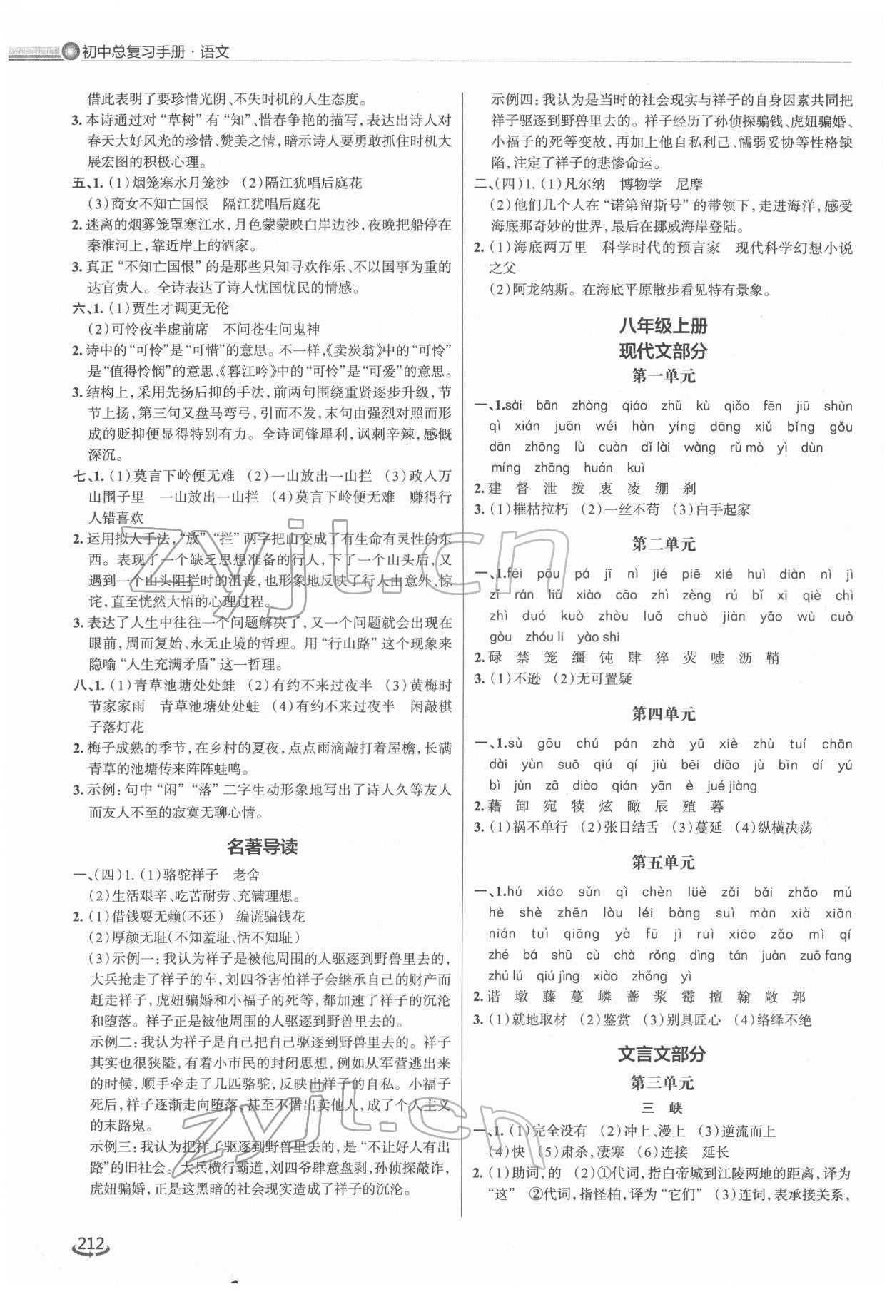 2022年初中总复习手册泰山出版社语文&nbsp;第6页