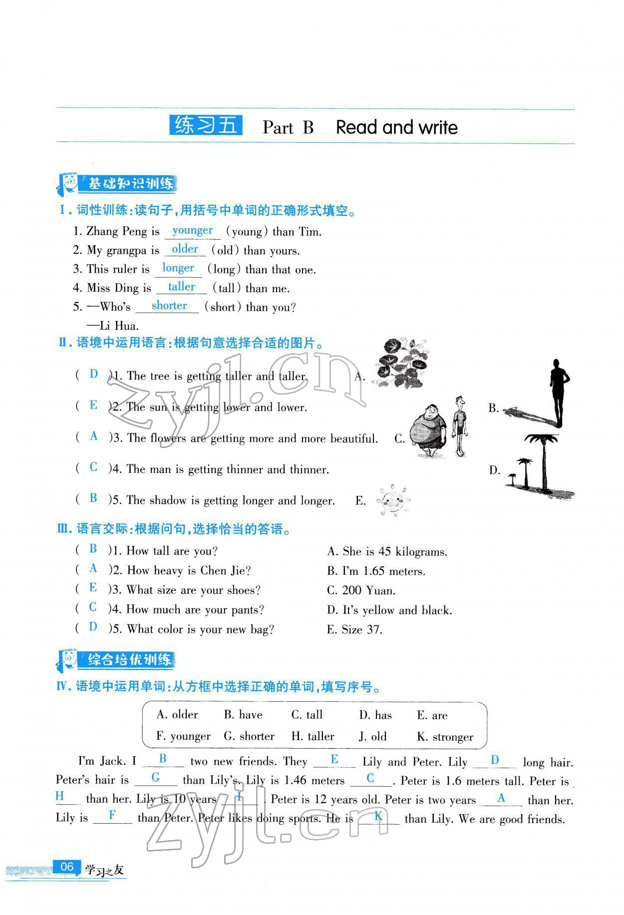 2022年学习之友六年级英语下册人教版 参考答案第7页