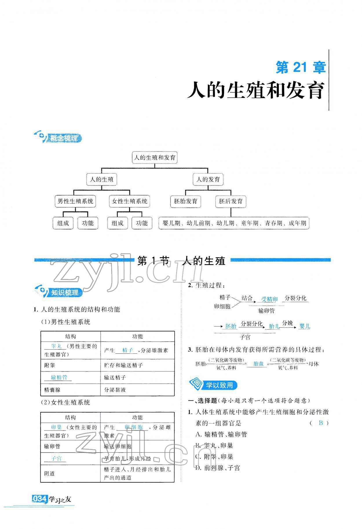 2021年学习之友八年级生物全一册苏科版 参考答案第35页