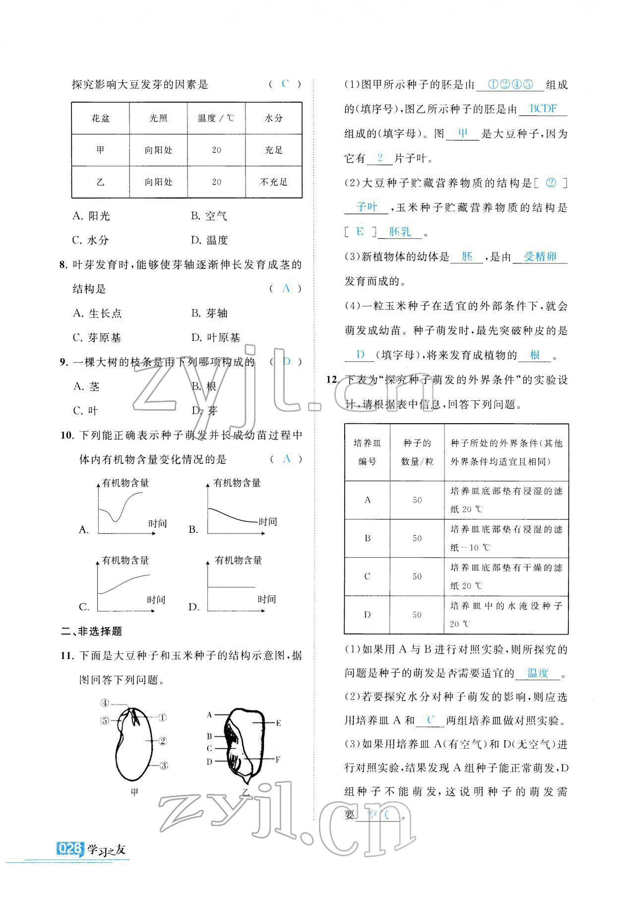 2021年學(xué)習(xí)之友八年級(jí)生物全一冊(cè)蘇科版 參考答案第29頁(yè)