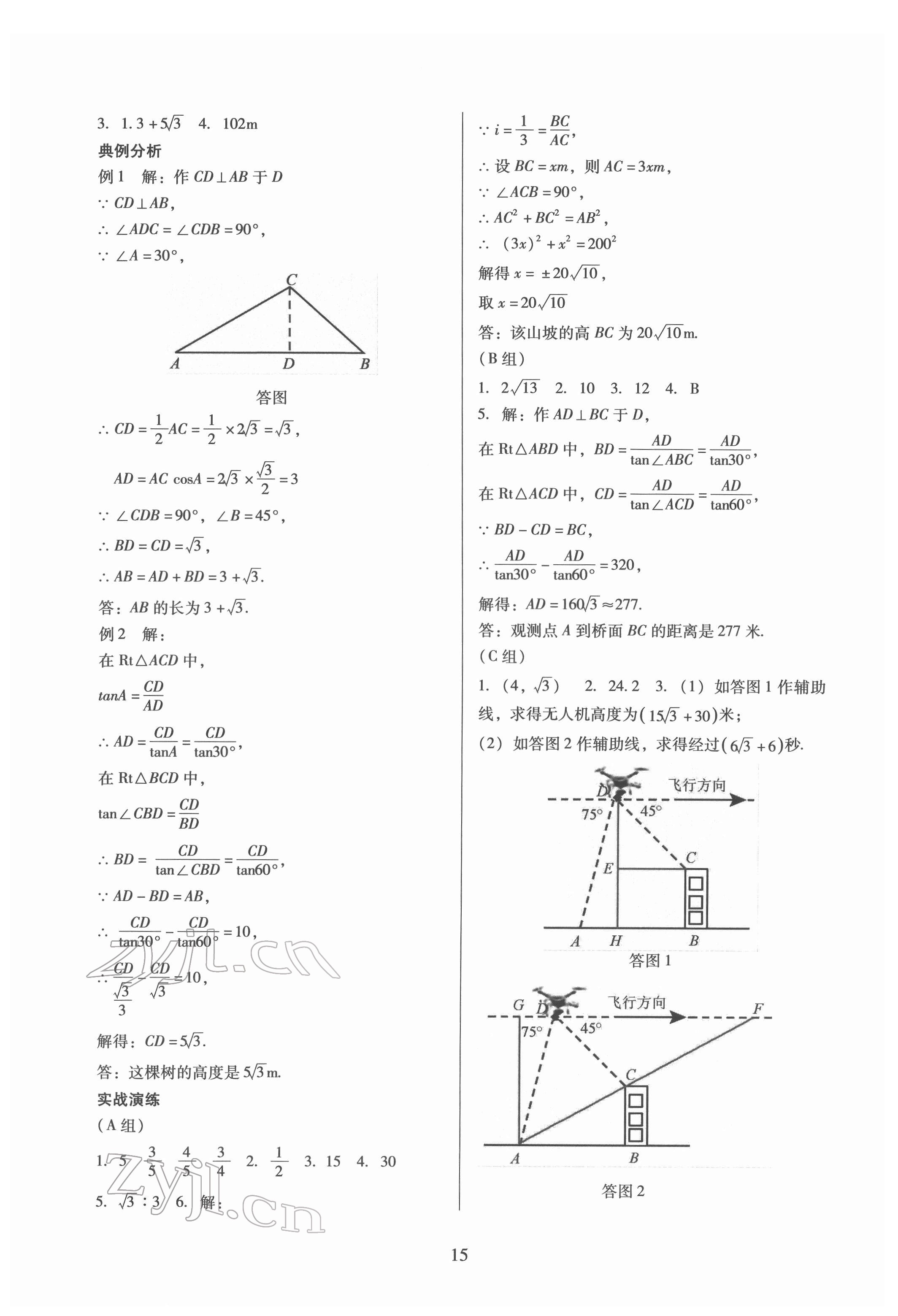 2022年中考高效復習學與教數學 參考答案第15頁