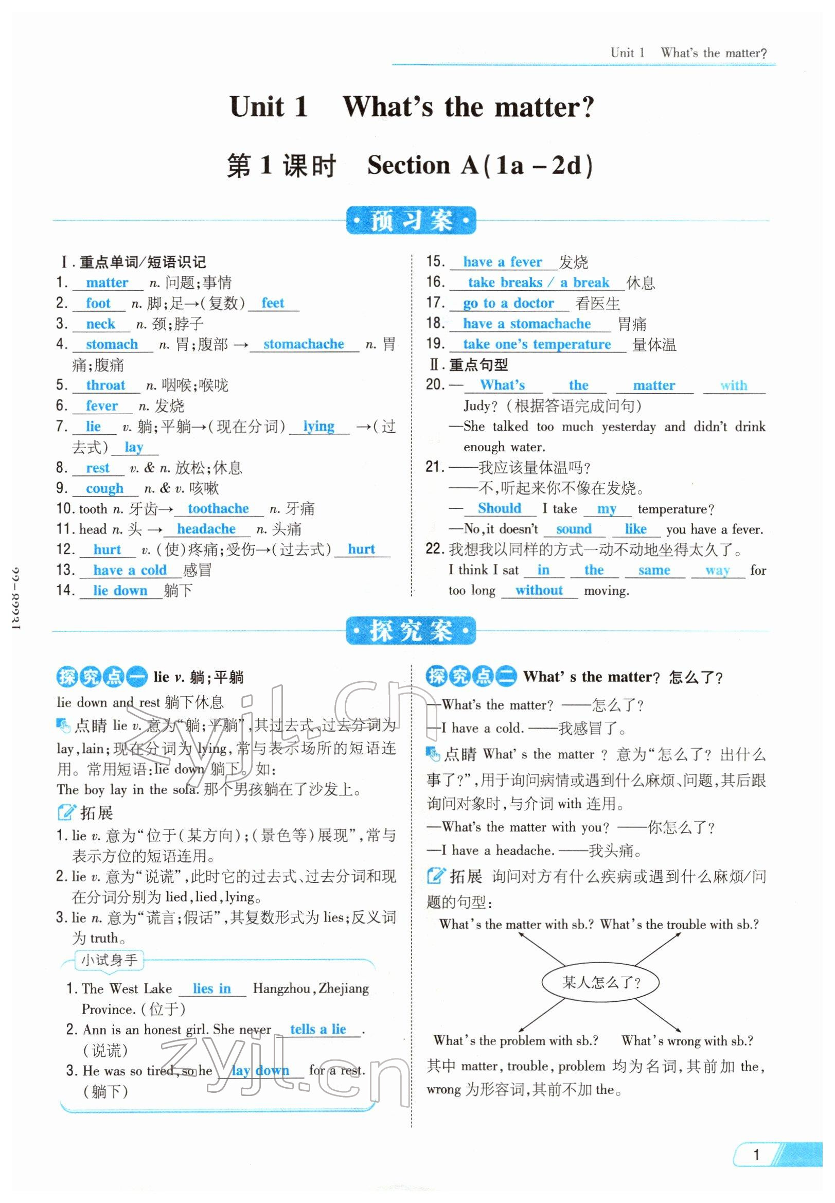 2022年初中同步學(xué)習(xí)導(dǎo)與練導(dǎo)學(xué)探究案八年級(jí)英語(yǔ)下冊(cè)人教版云南專版 參考答案第1頁(yè)