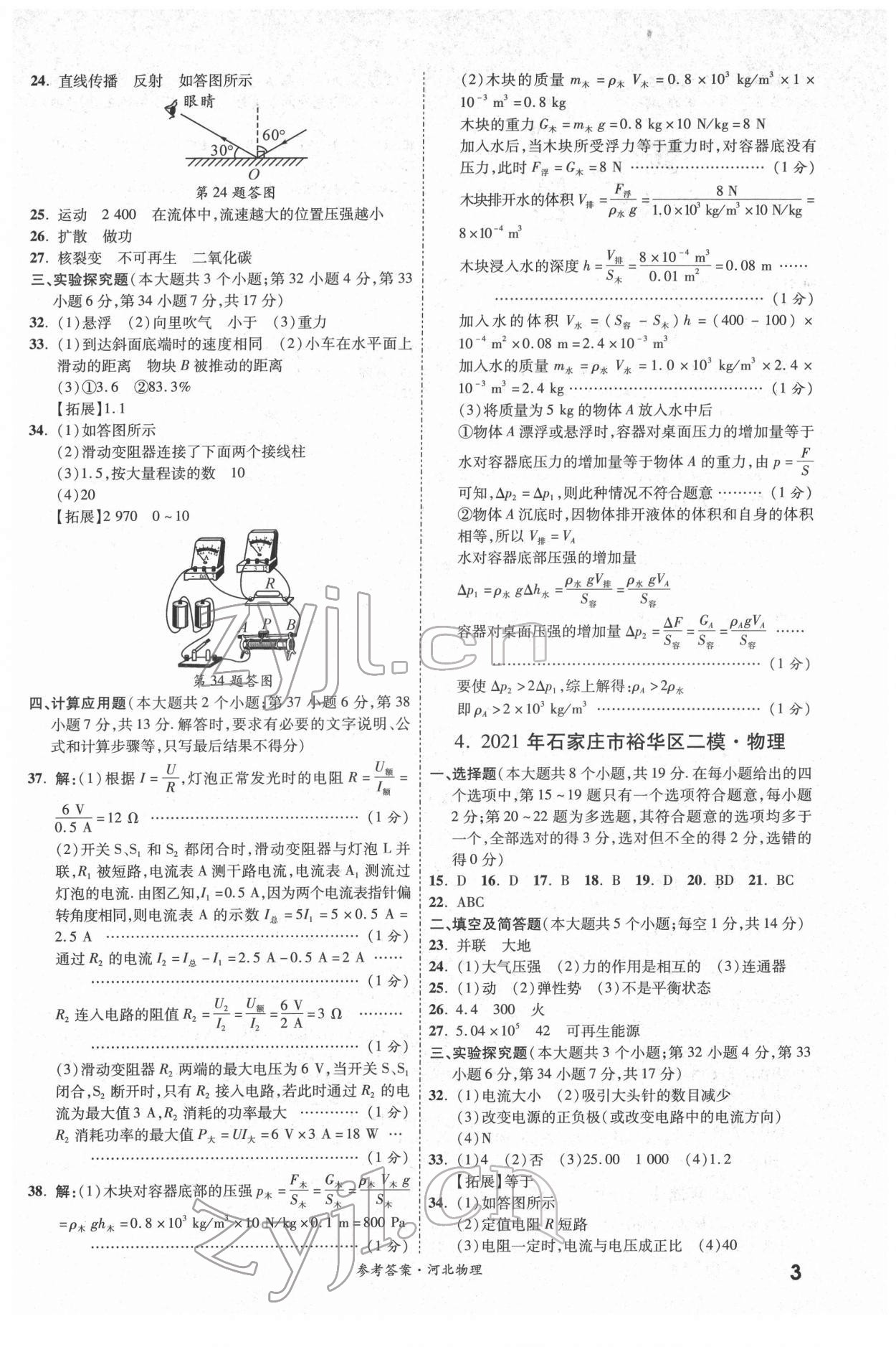 2022年一战成名优质模拟卷精选物理河北专版&nbsp;第3页