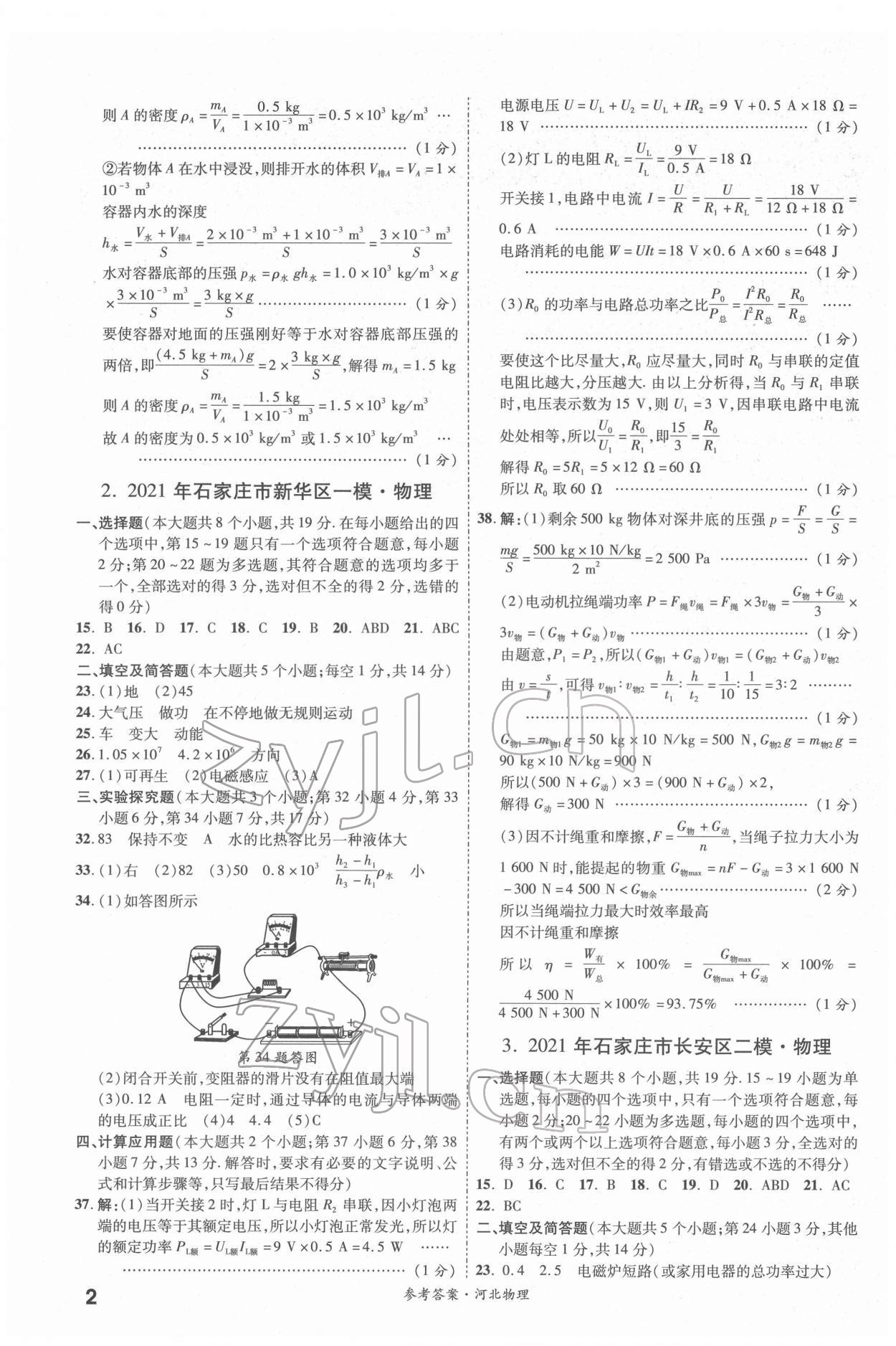 2022年一战成名优质模拟卷精选物理河北专版 第2页