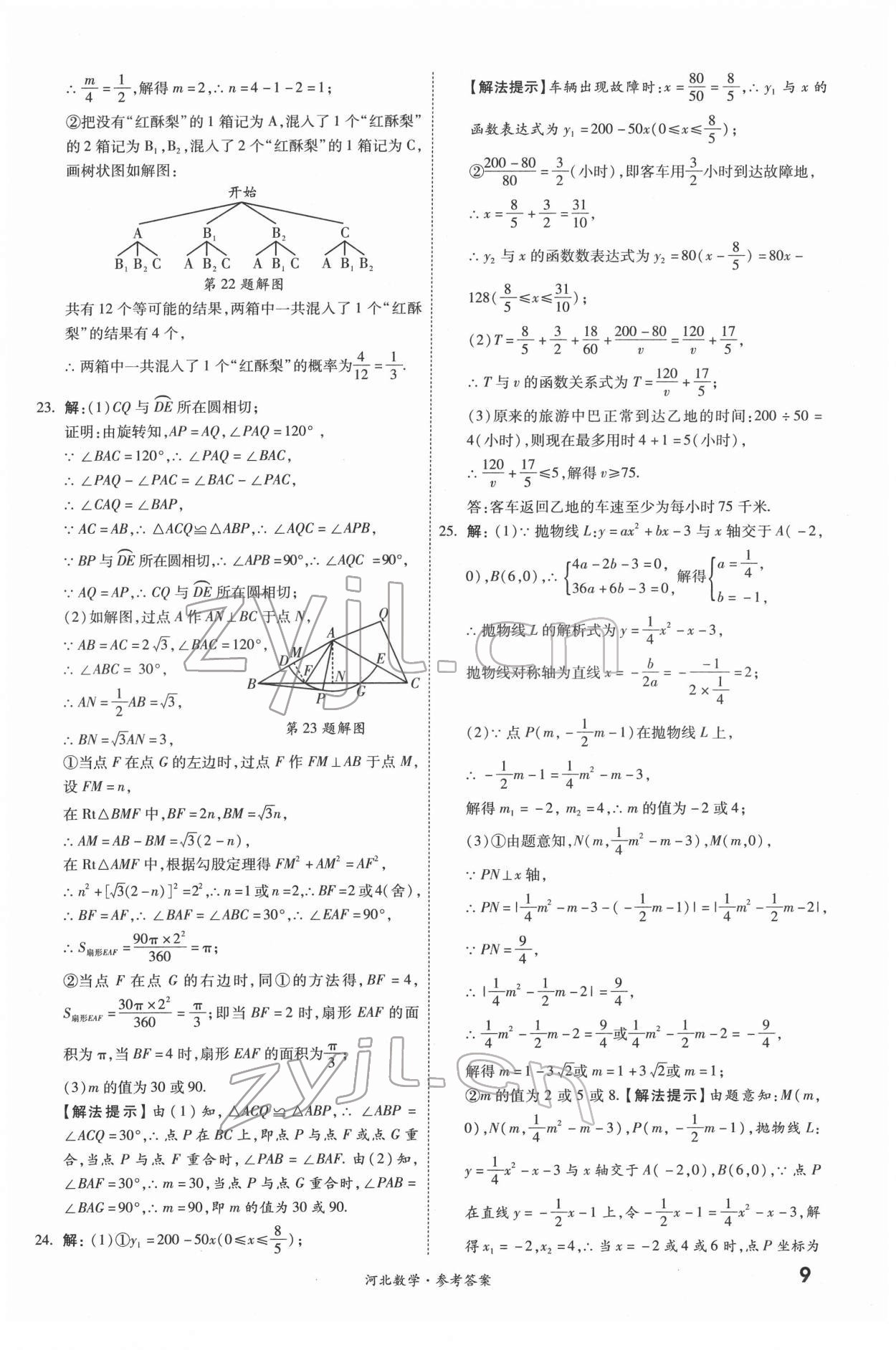 2022年一戰(zhàn)成名優(yōu)質(zhì)模擬卷精選數(shù)學(xué)河北專版 參考答案第8頁