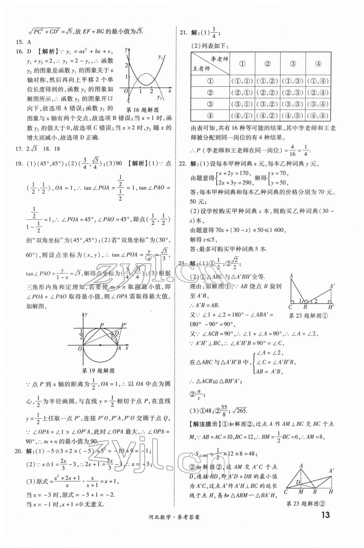 2022年一戰(zhàn)成名優(yōu)質(zhì)模擬卷精選數(shù)學河北專版 參考答案第12頁