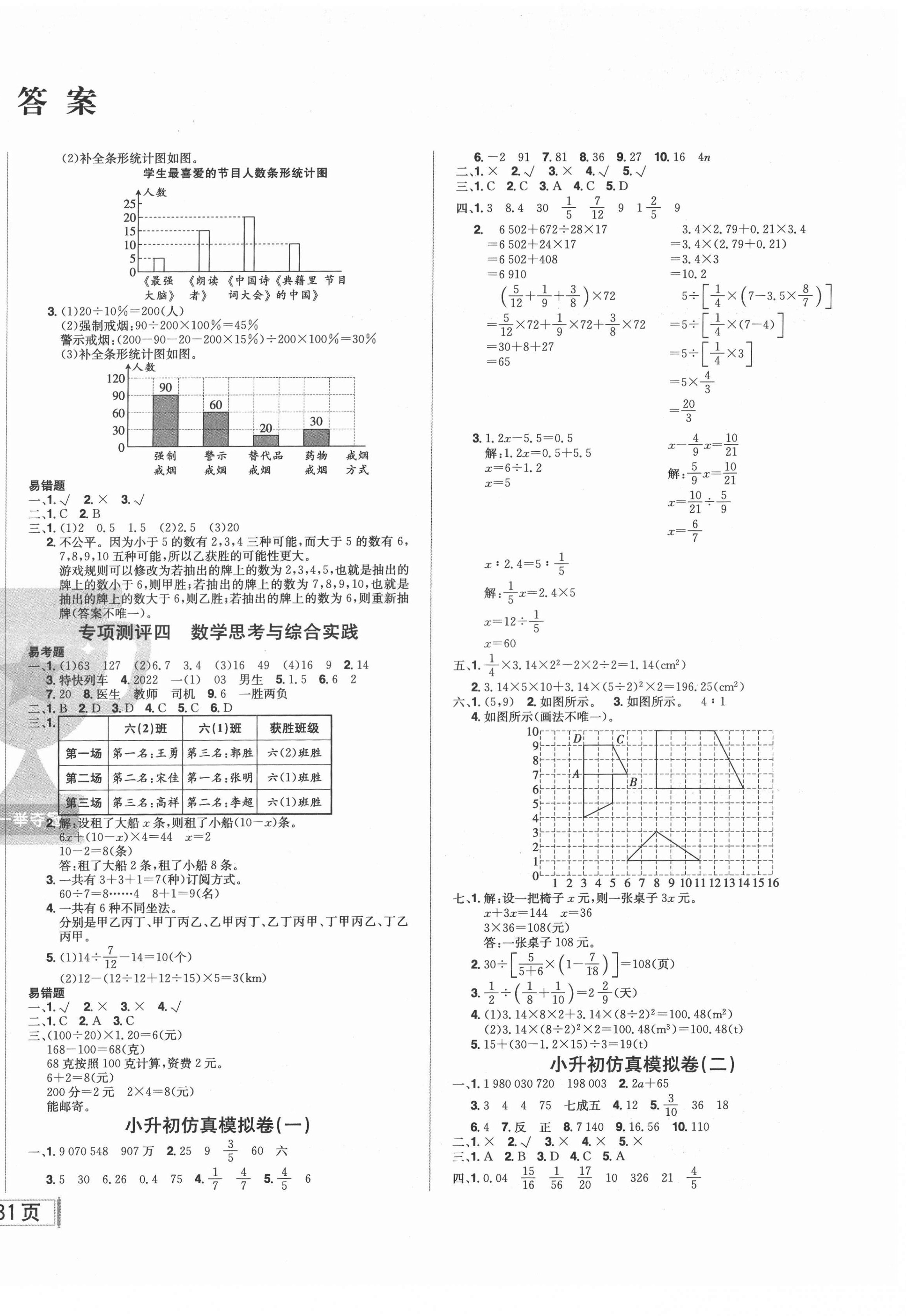 2022年状元郎小学总复习测试卷数学 第2页