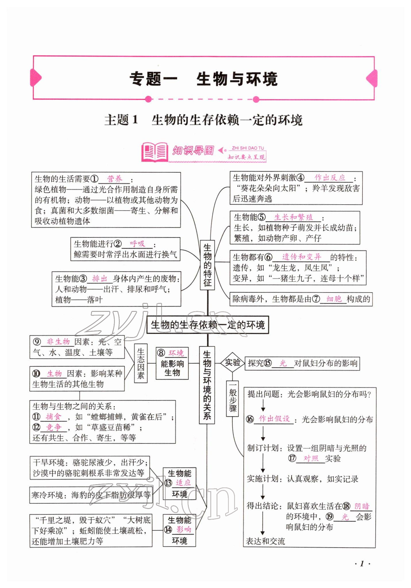 2022年本土攻略精準(zhǔn)復(fù)習(xí)方案生物云南專(zhuān)版 參考答案第1頁(yè)