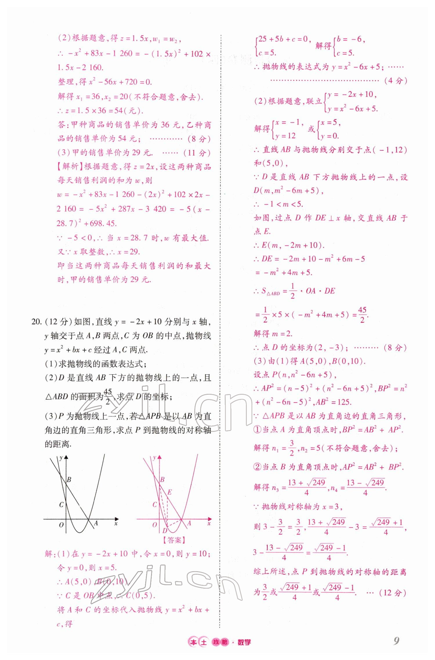 2022年本土攻略精準(zhǔn)復(fù)習(xí)方案數(shù)學(xué)云南專版 參考答案第29頁