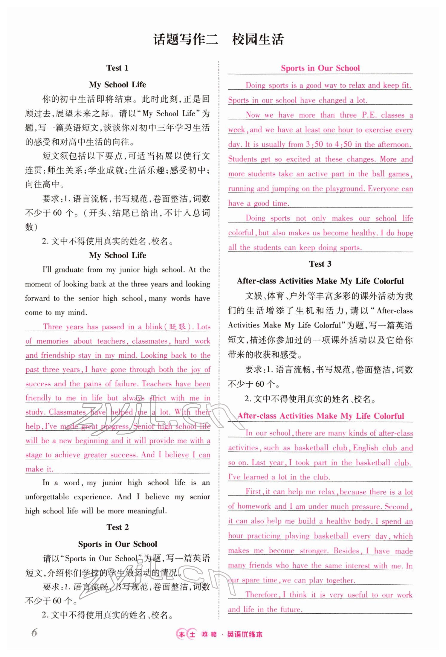2022年本土攻略精準(zhǔn)復(fù)習(xí)方案英語云南專版 參考答案第20頁