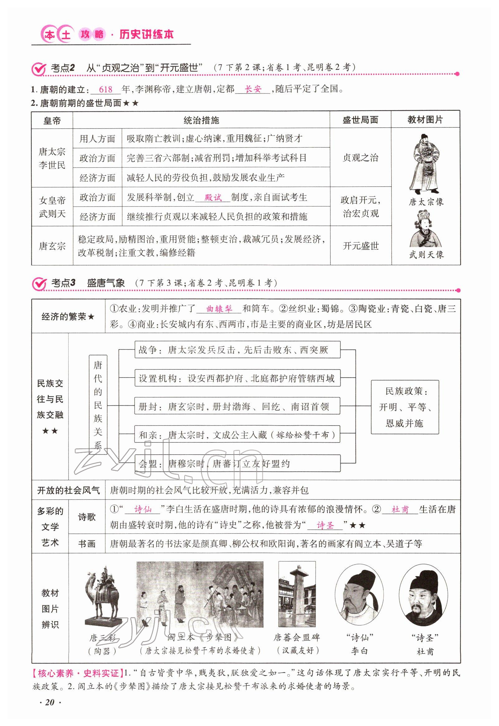 2022年本土攻略精準(zhǔn)復(fù)習(xí)方案歷史云南專版 參考答案第20頁