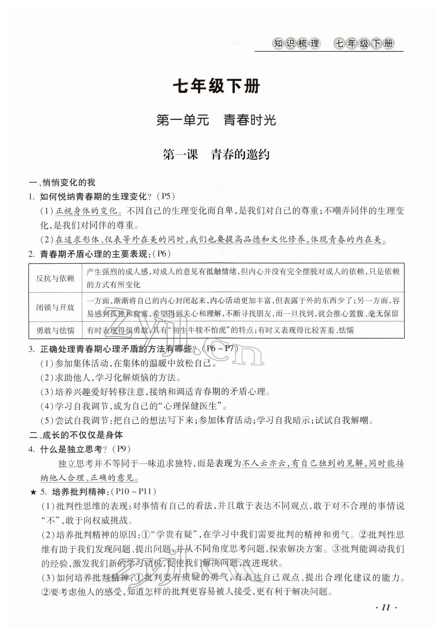 2022年本土攻略精準(zhǔn)復(fù)習(xí)方案道德與法治云南專版 參考答案第15頁