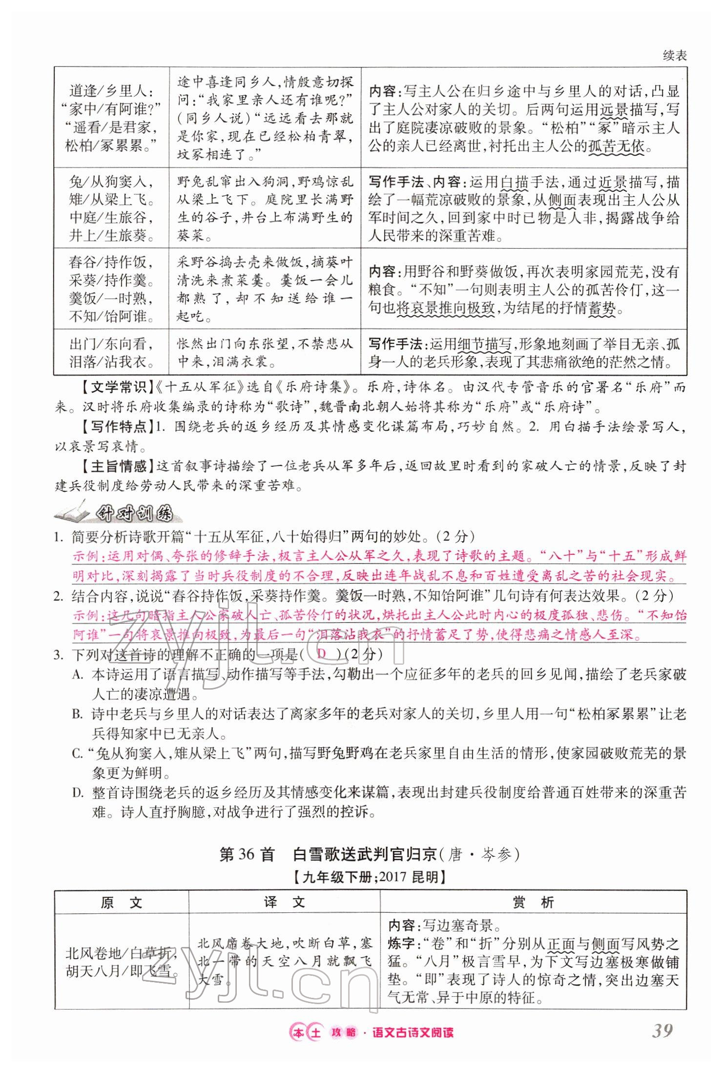 2022年本土攻略精準(zhǔn)復(fù)習(xí)方案語(yǔ)文云南專(zhuān)版 第39頁(yè)