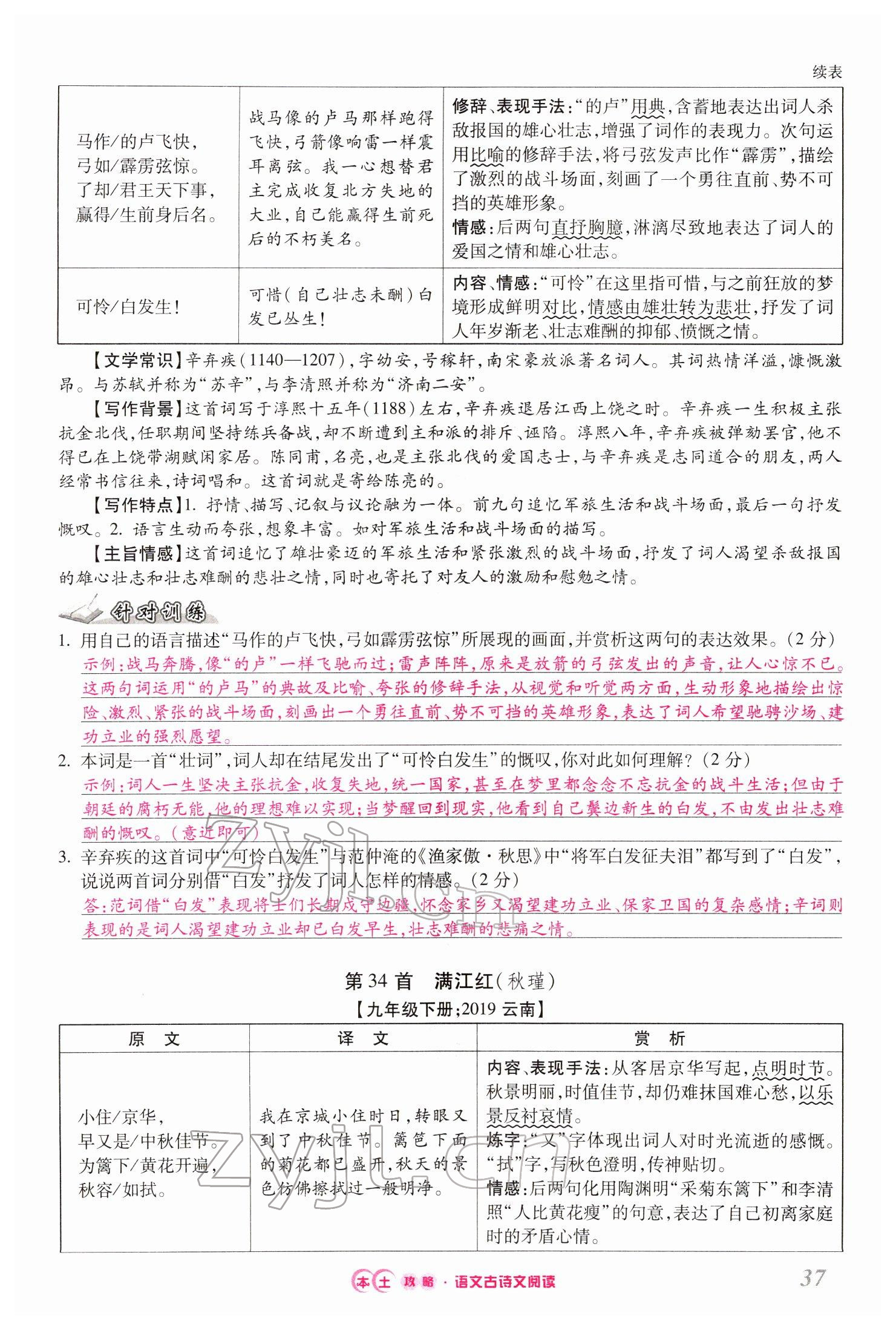 2022年本土攻略精準(zhǔn)復(fù)習(xí)方案語(yǔ)文云南專版 第37頁(yè)