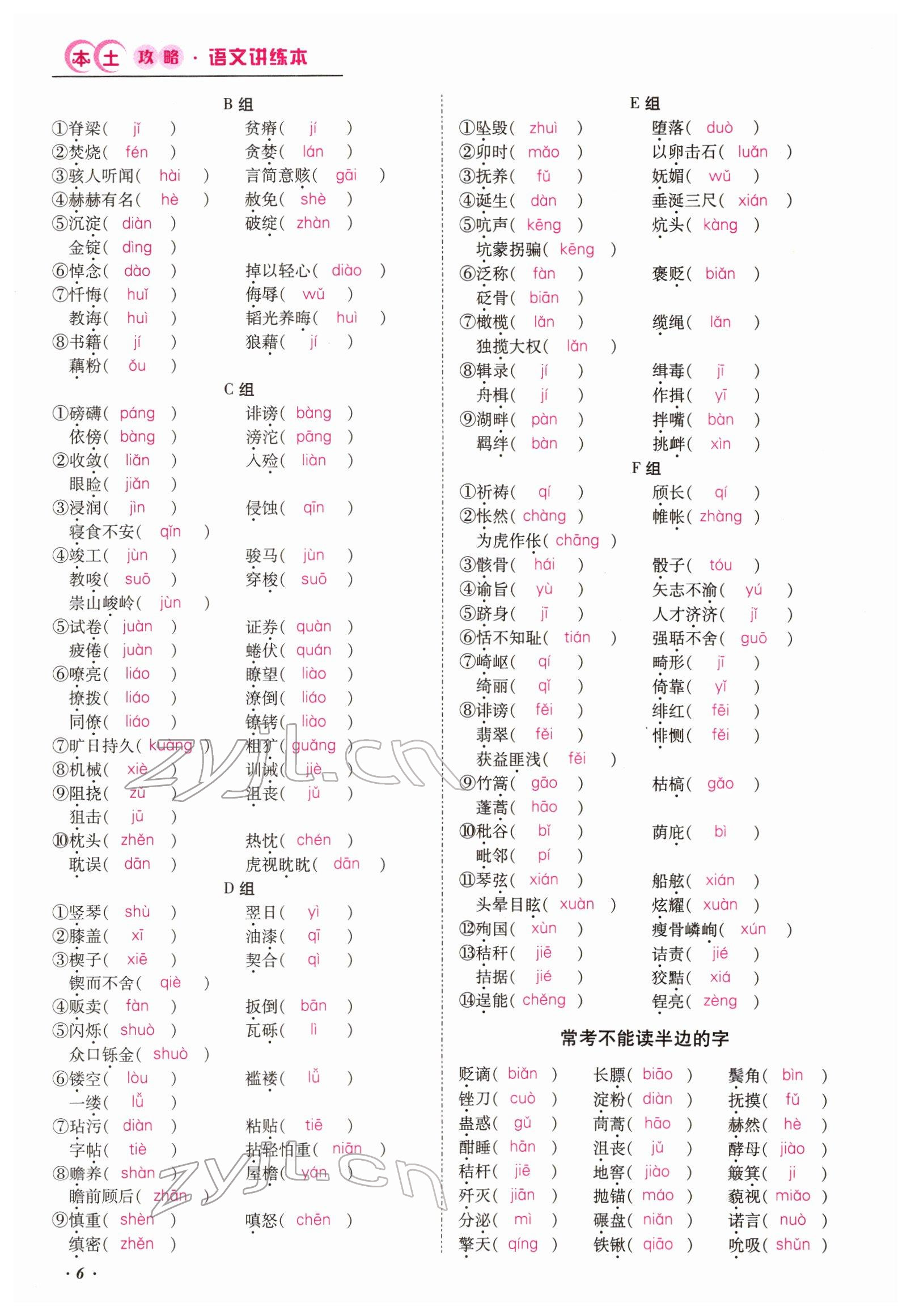2022年本土攻略精準(zhǔn)復(fù)習(xí)方案語文云南專版 參考答案第11頁