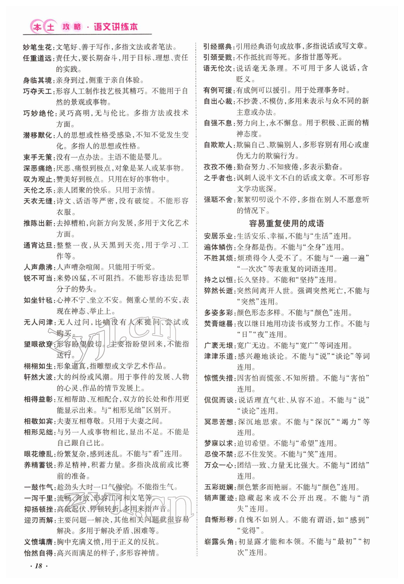 2022年本土攻略精準(zhǔn)復(fù)習(xí)方案語文云南專版 參考答案第46頁