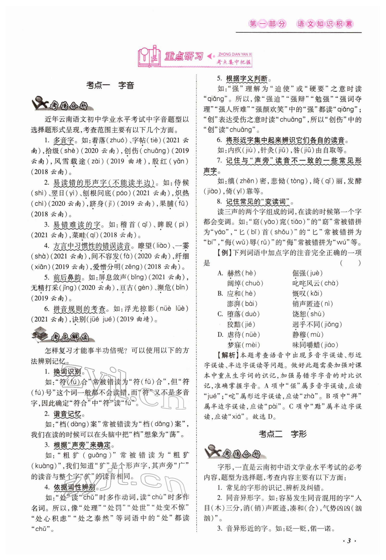 2022年本土攻略精準復習方案語文云南專版 參考答案第5頁