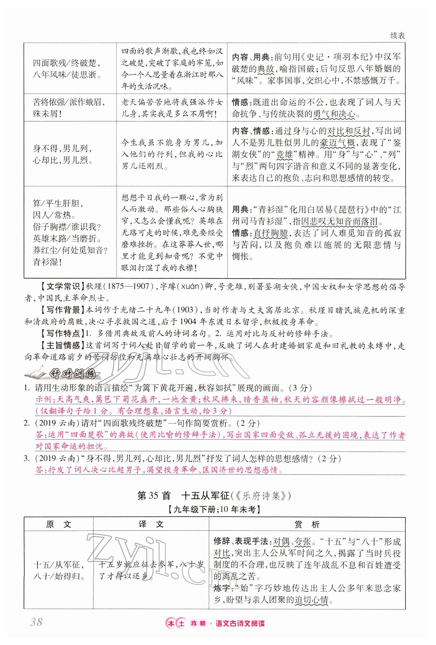 2022年本土攻略精準(zhǔn)復(fù)習(xí)方案語(yǔ)文云南專版 第38頁(yè)