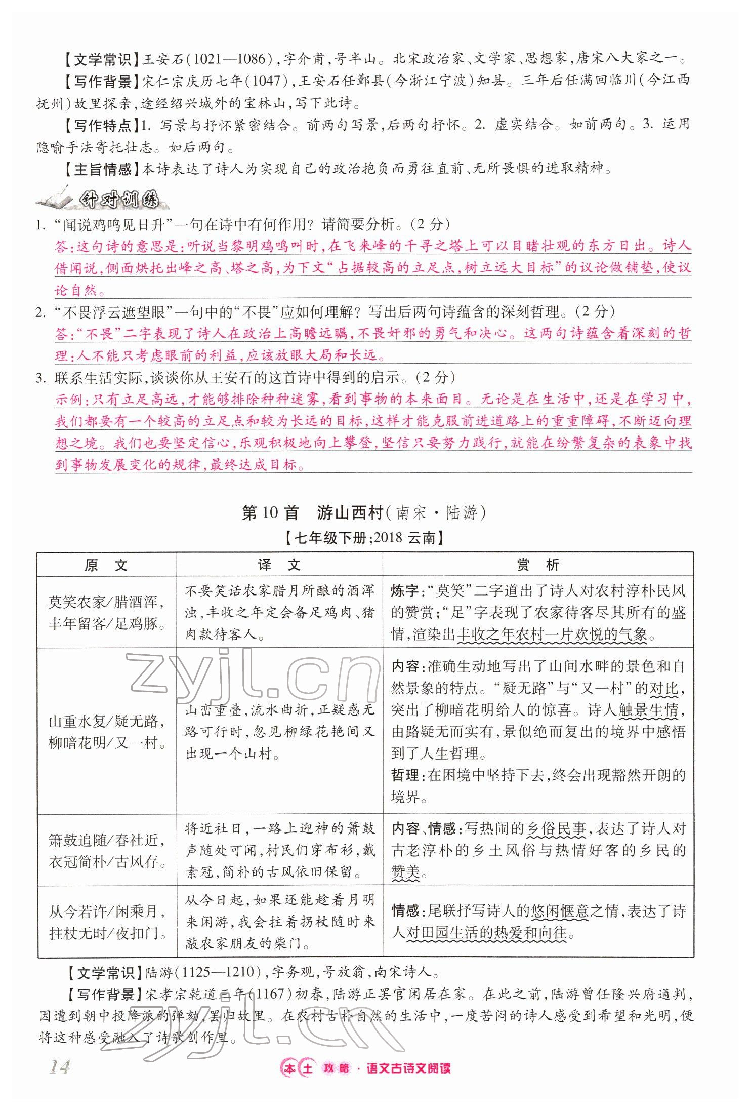 2022年本土攻略精準(zhǔn)復(fù)習(xí)方案語文云南專版 第14頁