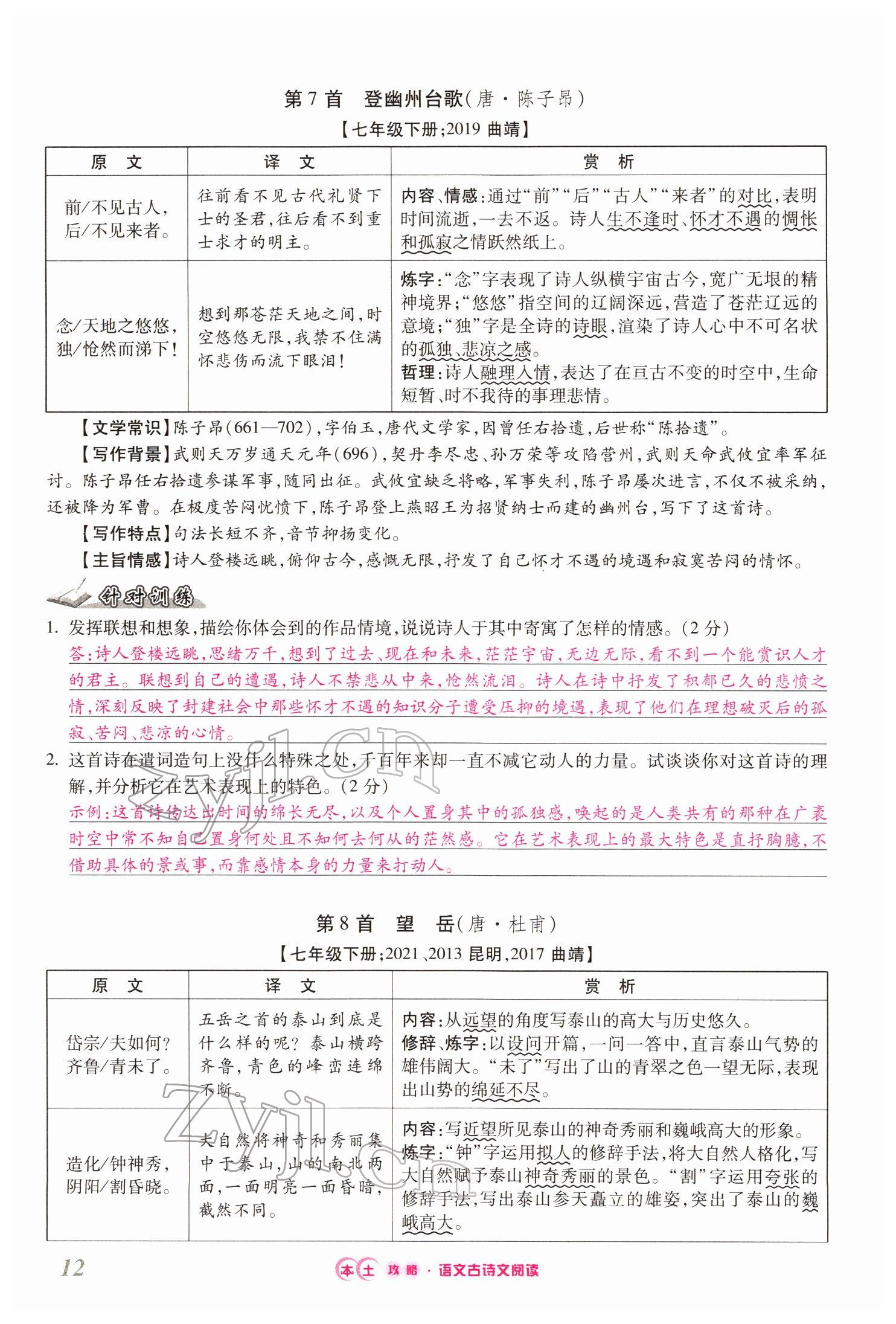 2022年本土攻略精準(zhǔn)復(fù)習(xí)方案語文云南專版 第12頁