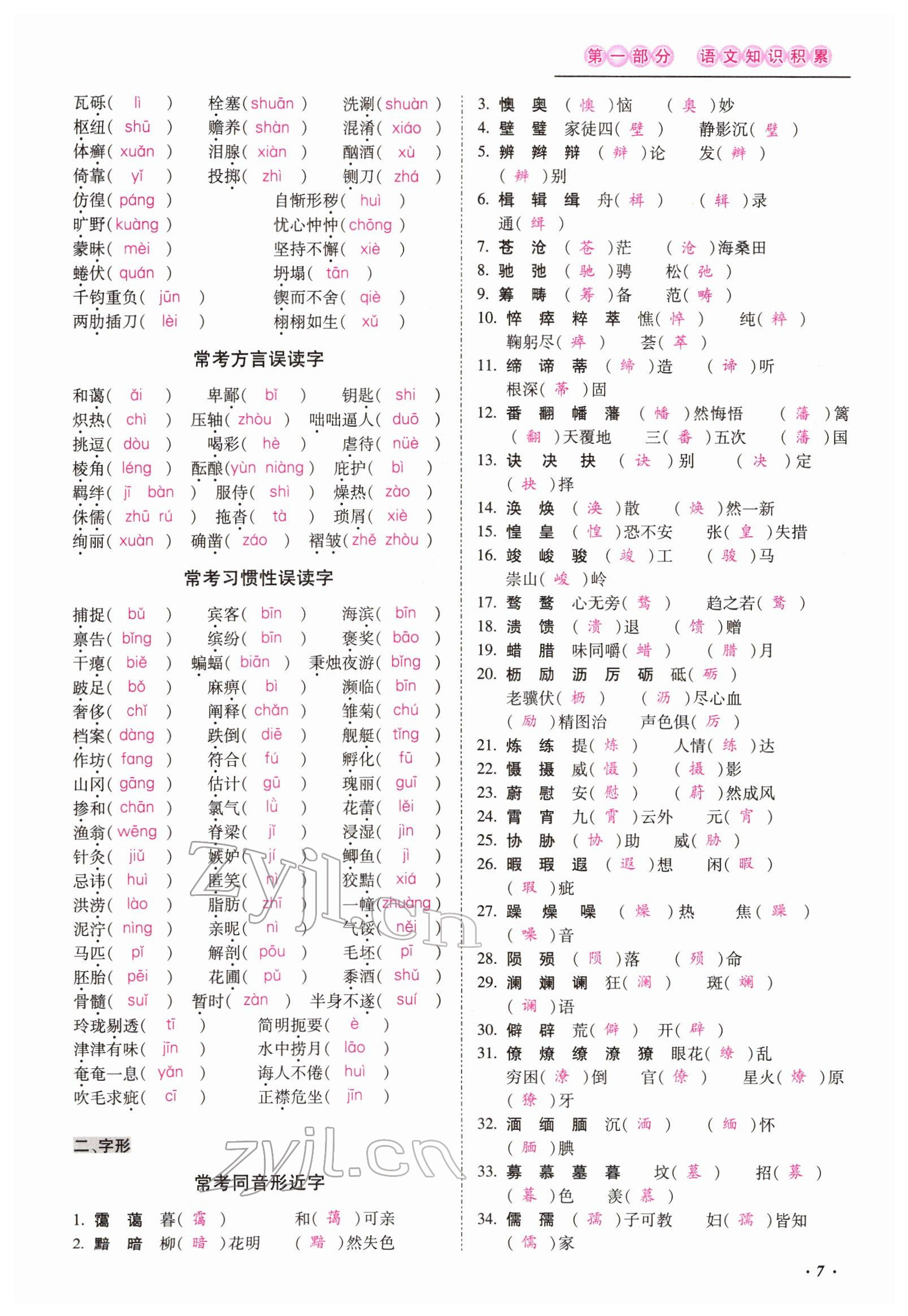 2022年本土攻略精準(zhǔn)復(fù)習(xí)方案語文云南專版 參考答案第13頁