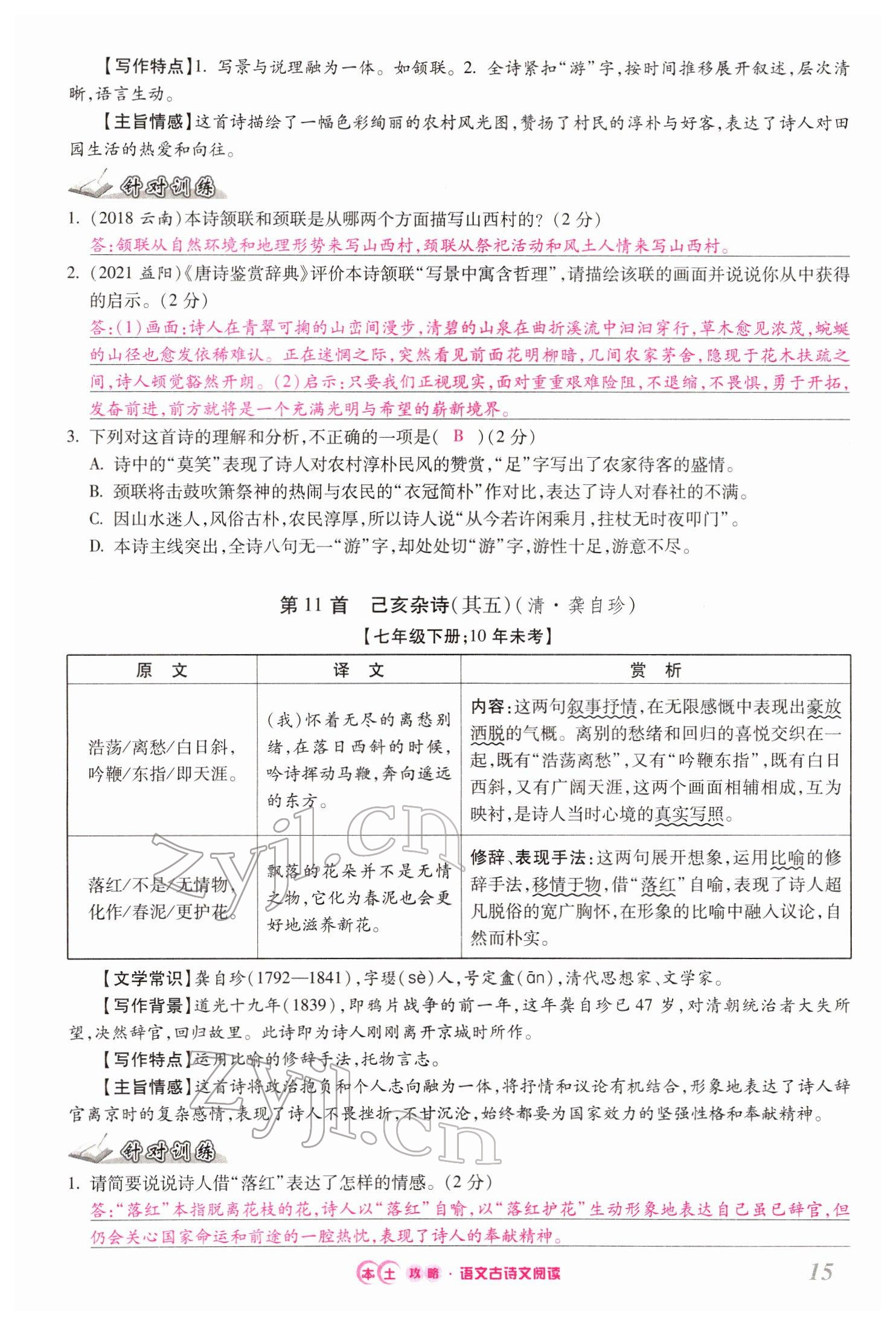 2022年本土攻略精準(zhǔn)復(fù)習(xí)方案語(yǔ)文云南專版 第15頁(yè)