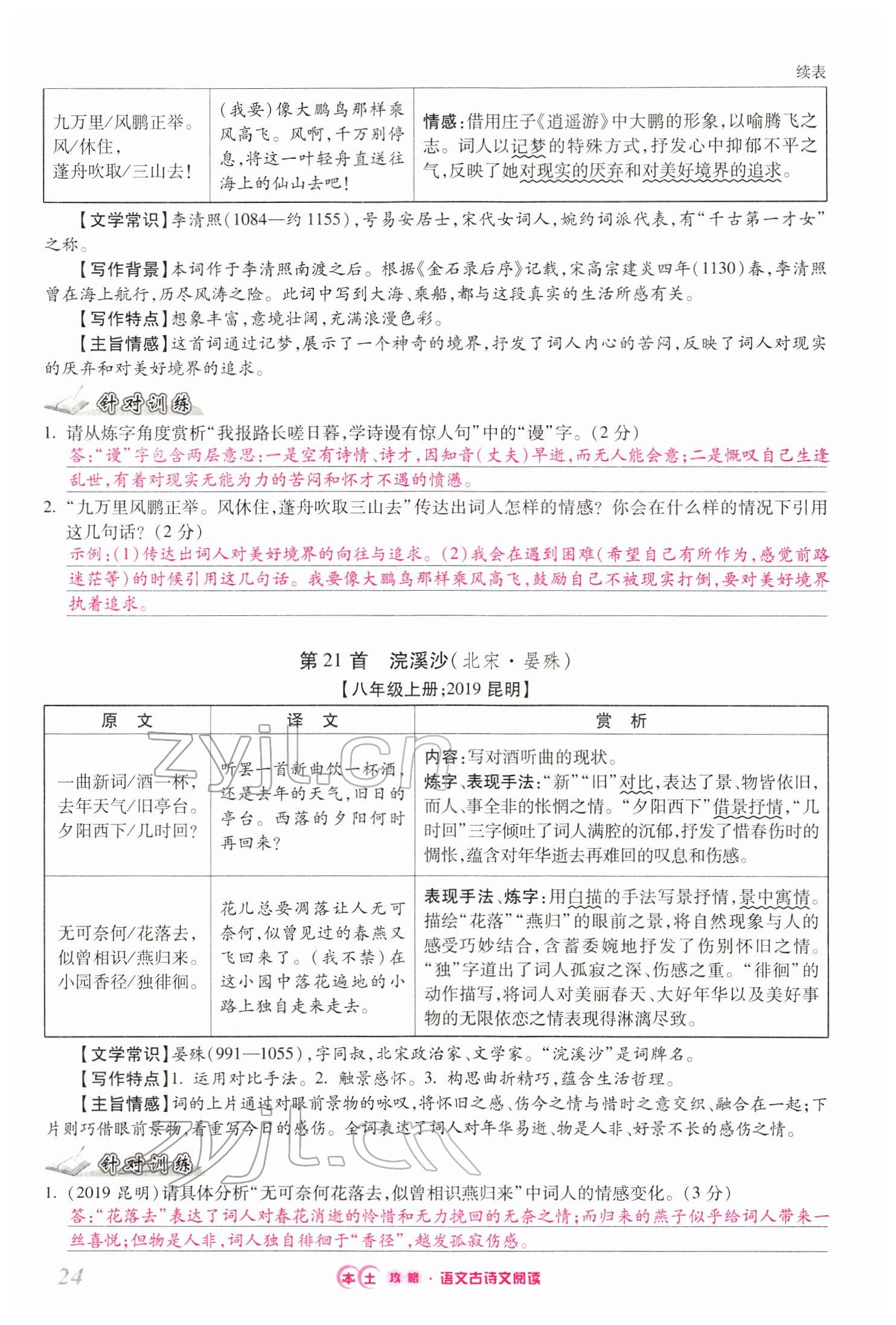 2022年本土攻略精準(zhǔn)復(fù)習(xí)方案語文云南專版 第24頁(yè)