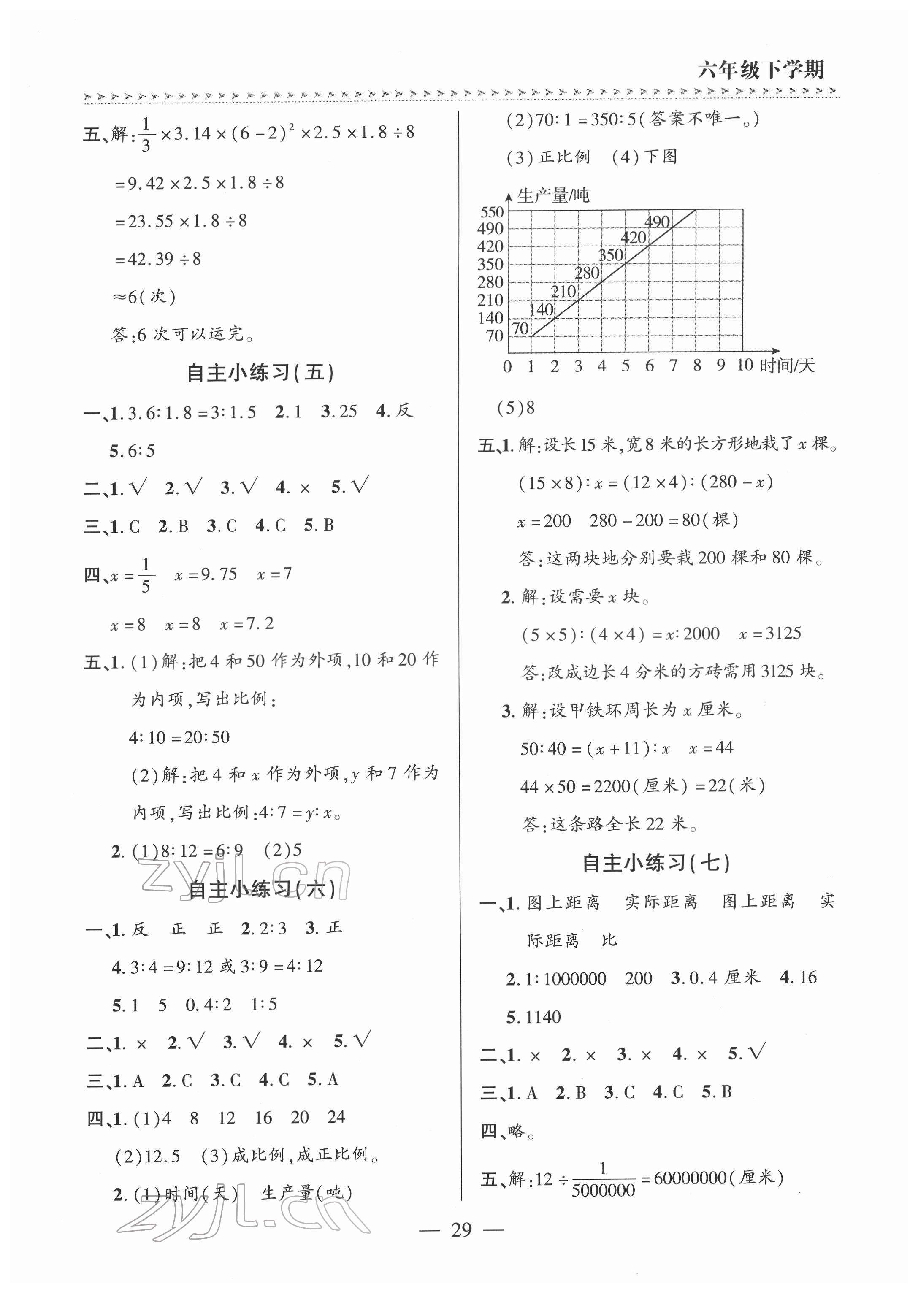 2022年新課堂學習與探究六年級數學下冊青島版 參考答案第2頁